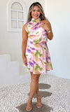 Cobero Mini Dress - Blush Green Multi Print