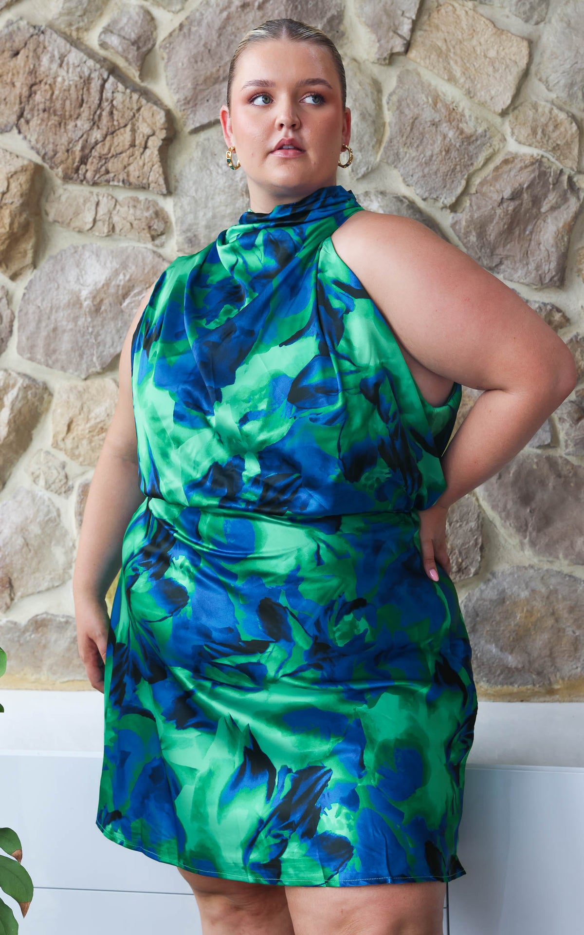 Cobero Mini Dress - Green Blue Multi Print