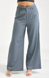 Colbert Wide Leg Pants - Grey Pinstripe