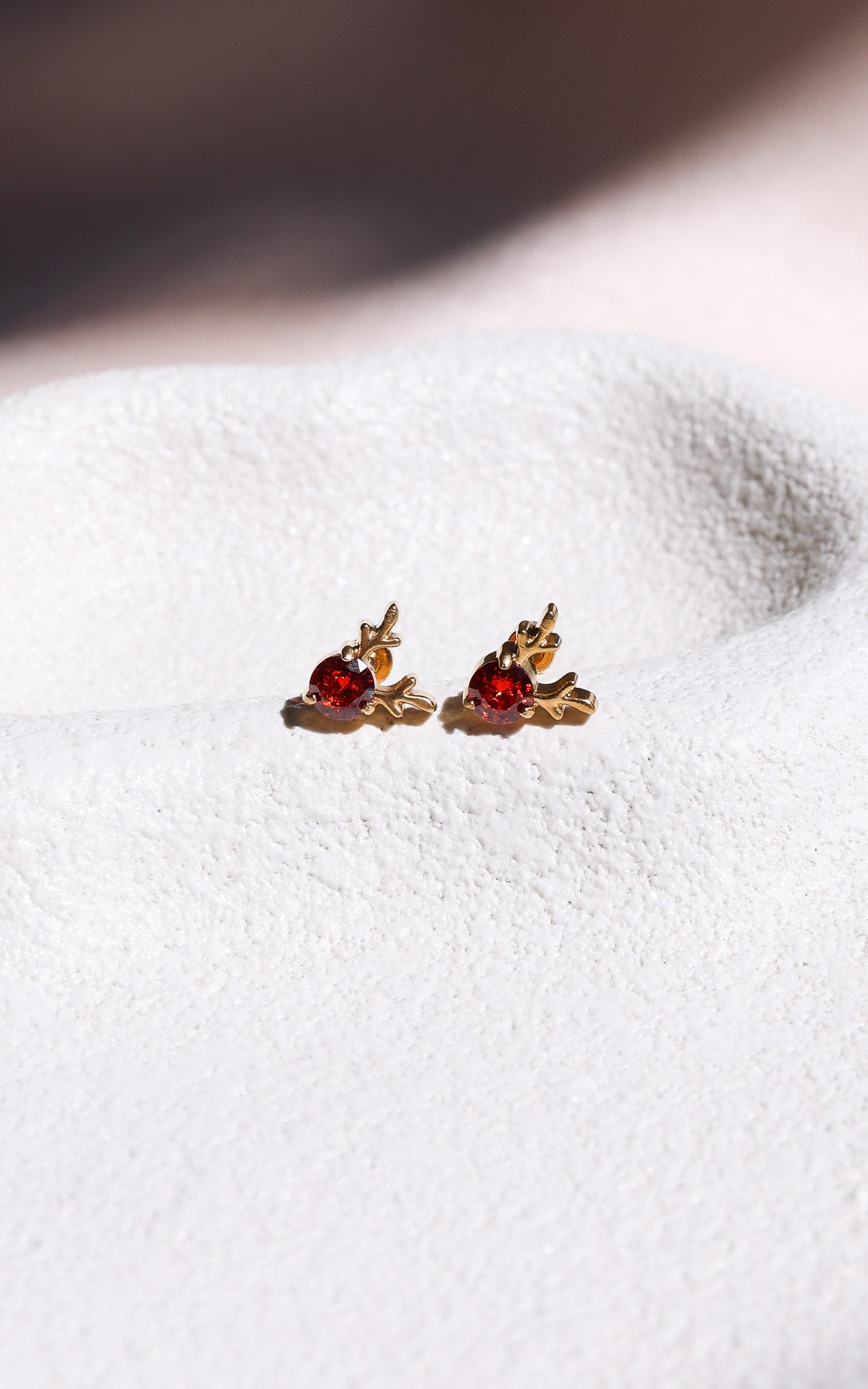 Comet Stud Earrings - Gold Red Reindeer