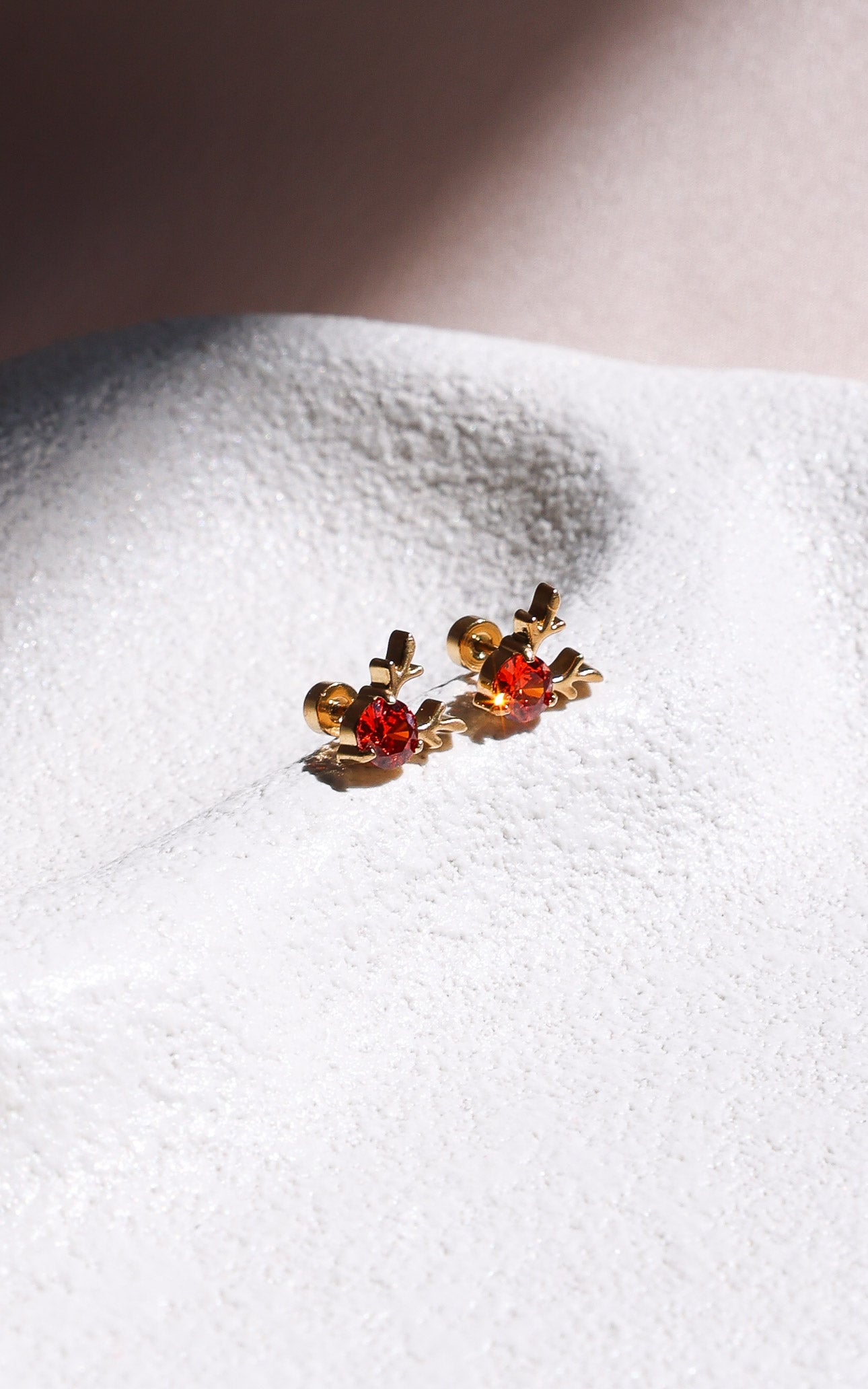 Comet Stud Earrings - Gold Red Reindeer