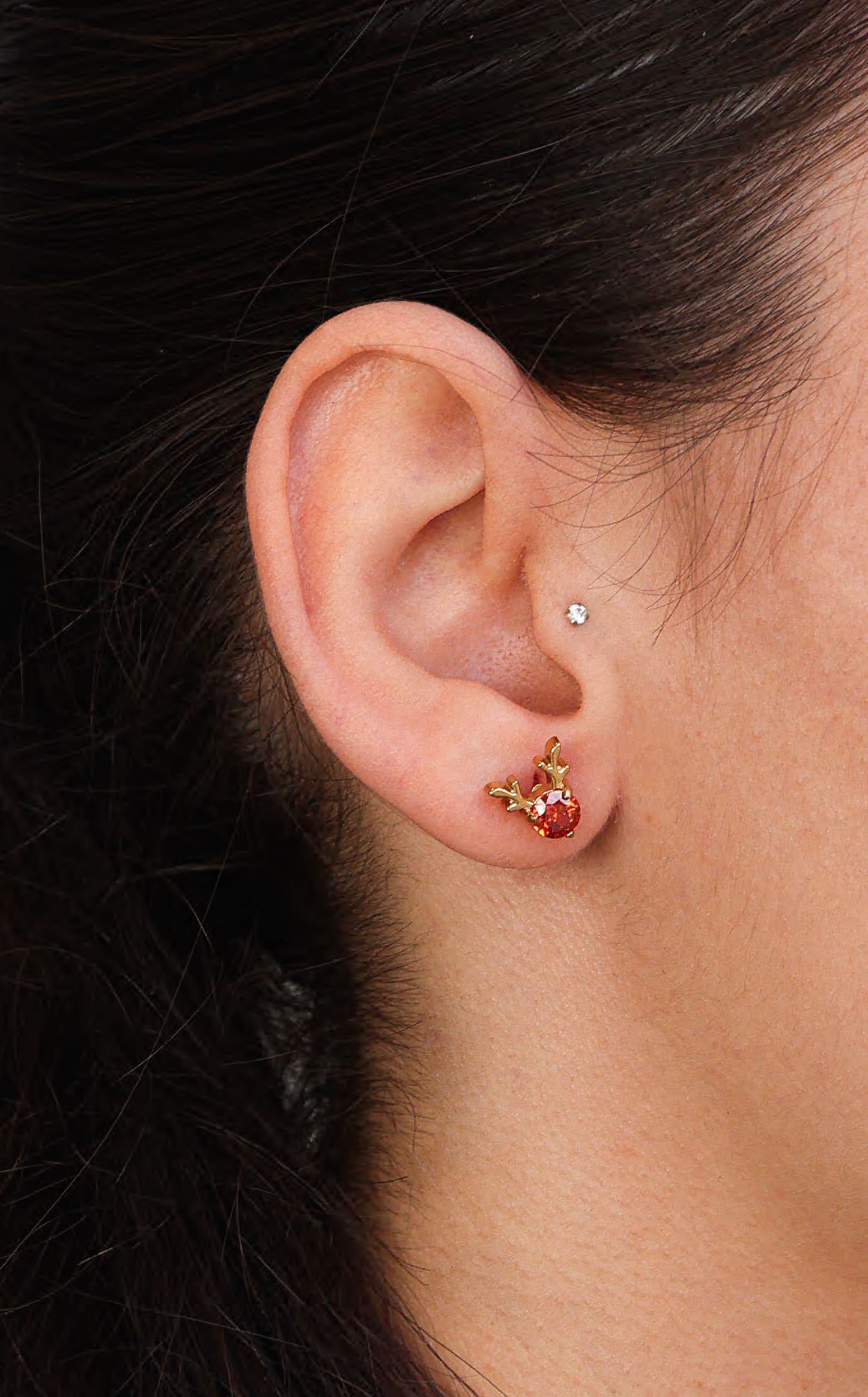 Comet Stud Earrings - Gold Red Reindeer