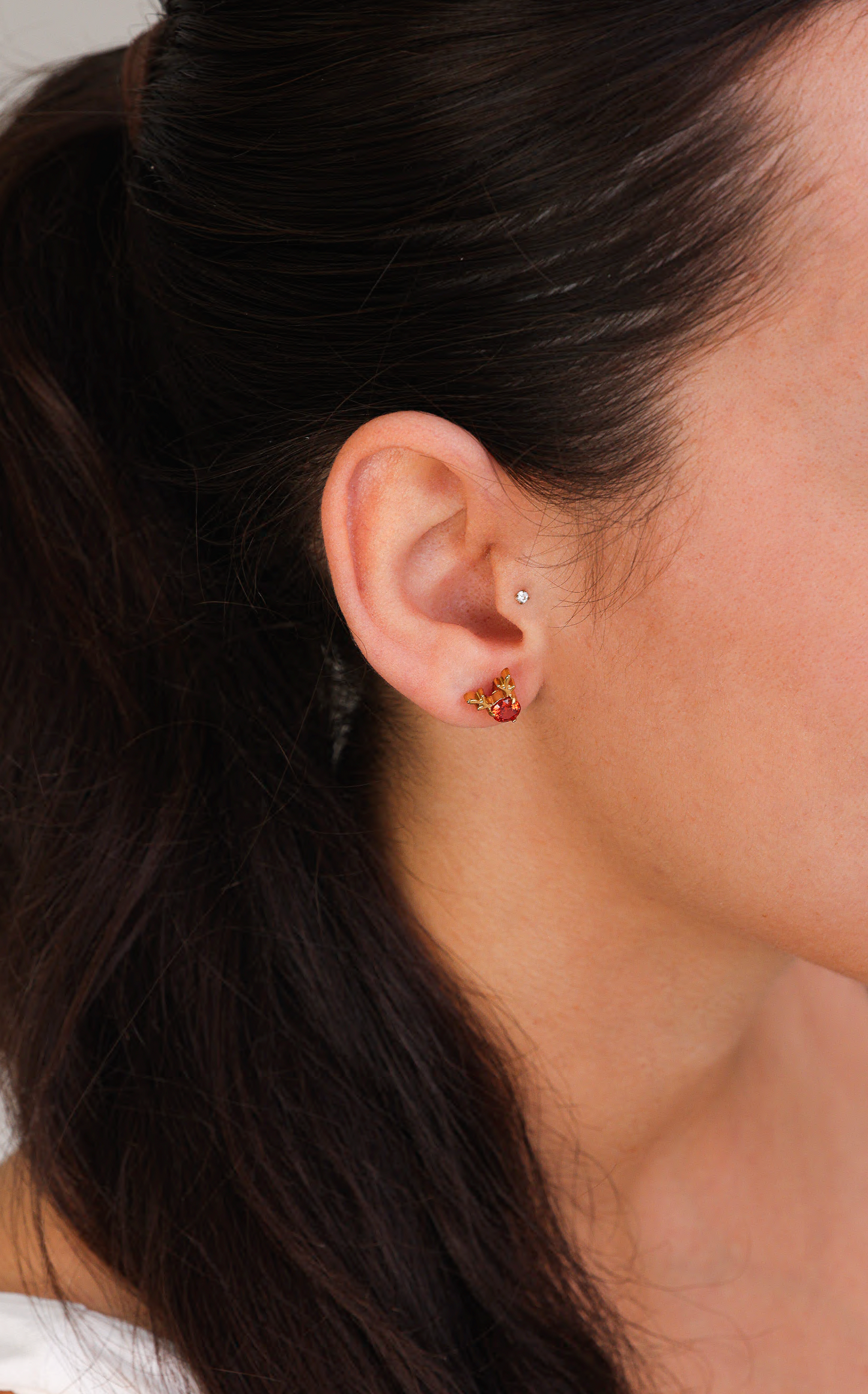 Comet Stud Earrings - Gold Red Reindeer