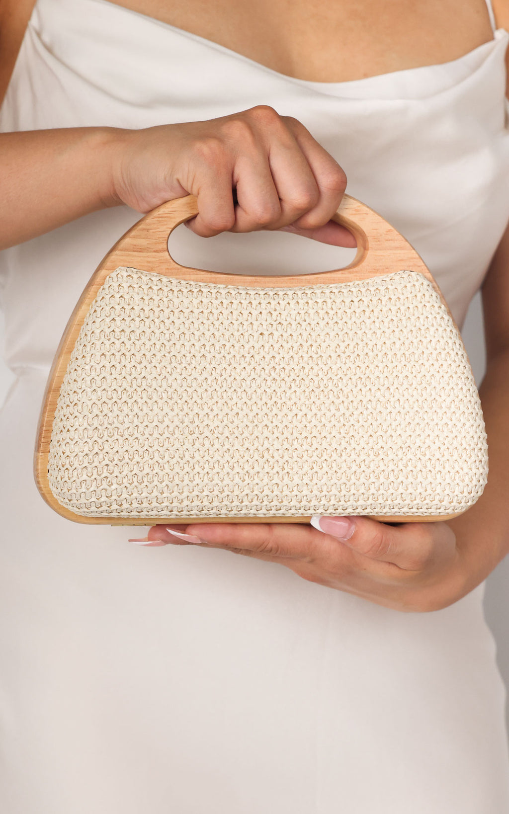 Caroline Straw Bag - Light Beige Crescent