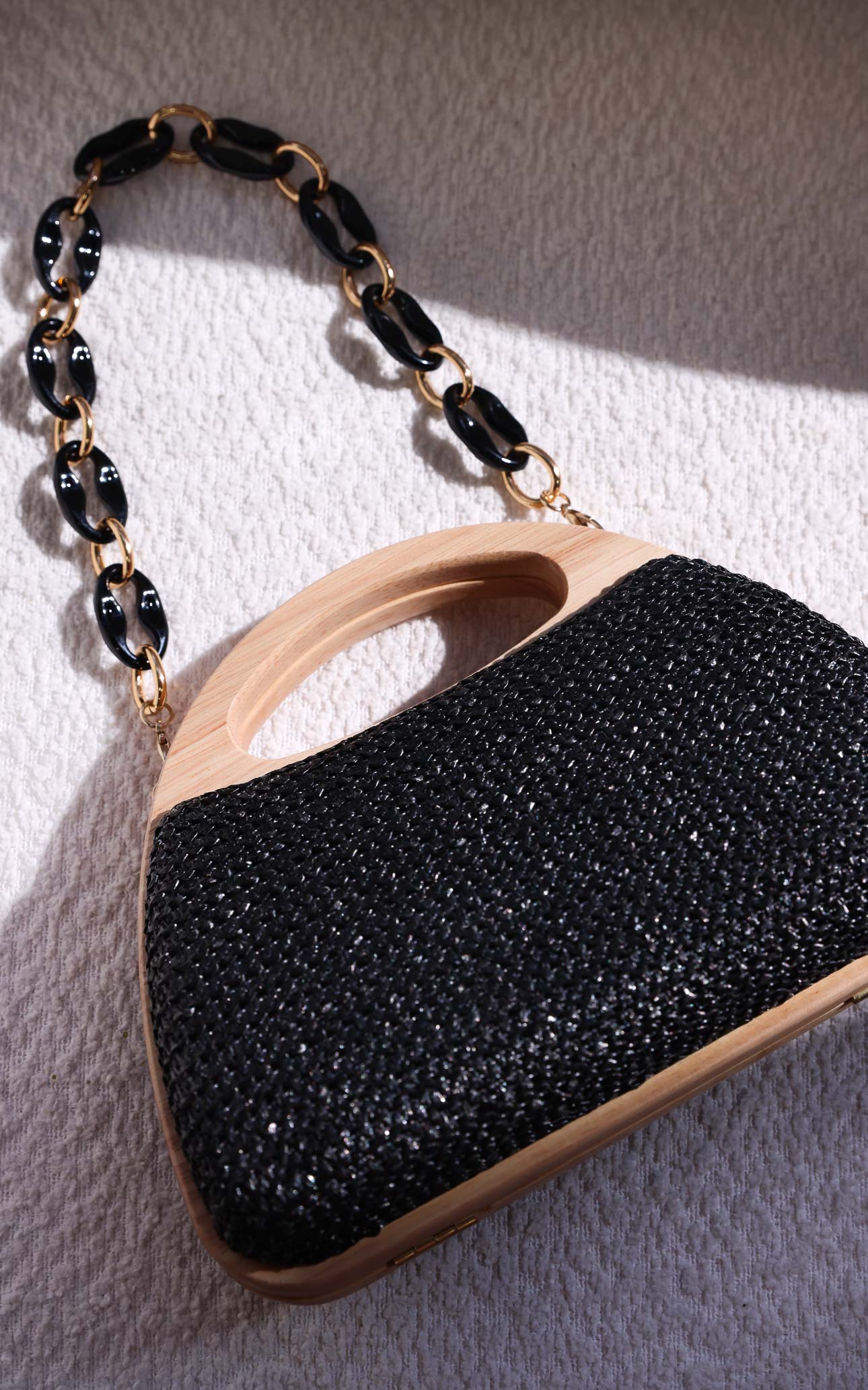 Caroline Straw Bag - Black Crescent