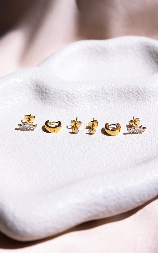 Cori Dainty Earring Set - Gold Classic Heart