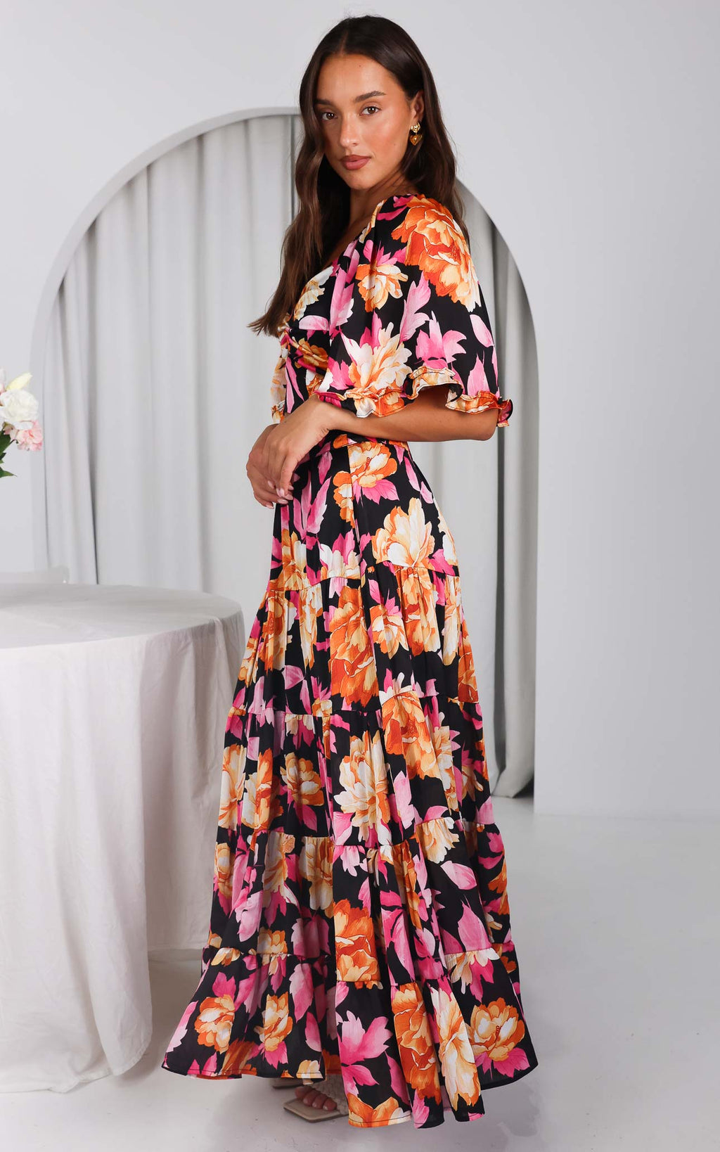 Corlette Maxi Skirt - Black Floral
