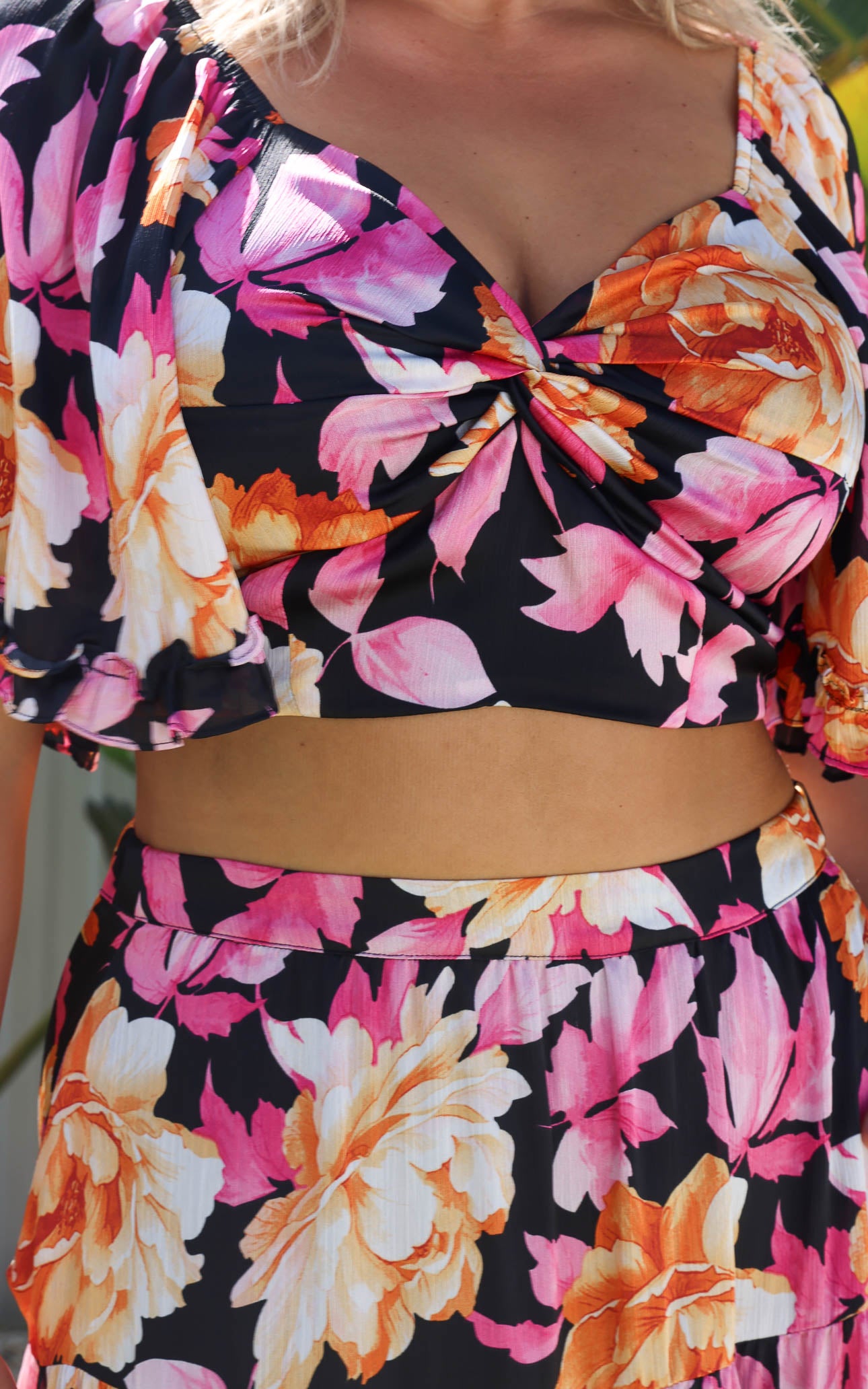 Corlette Crop Top - Black Floral