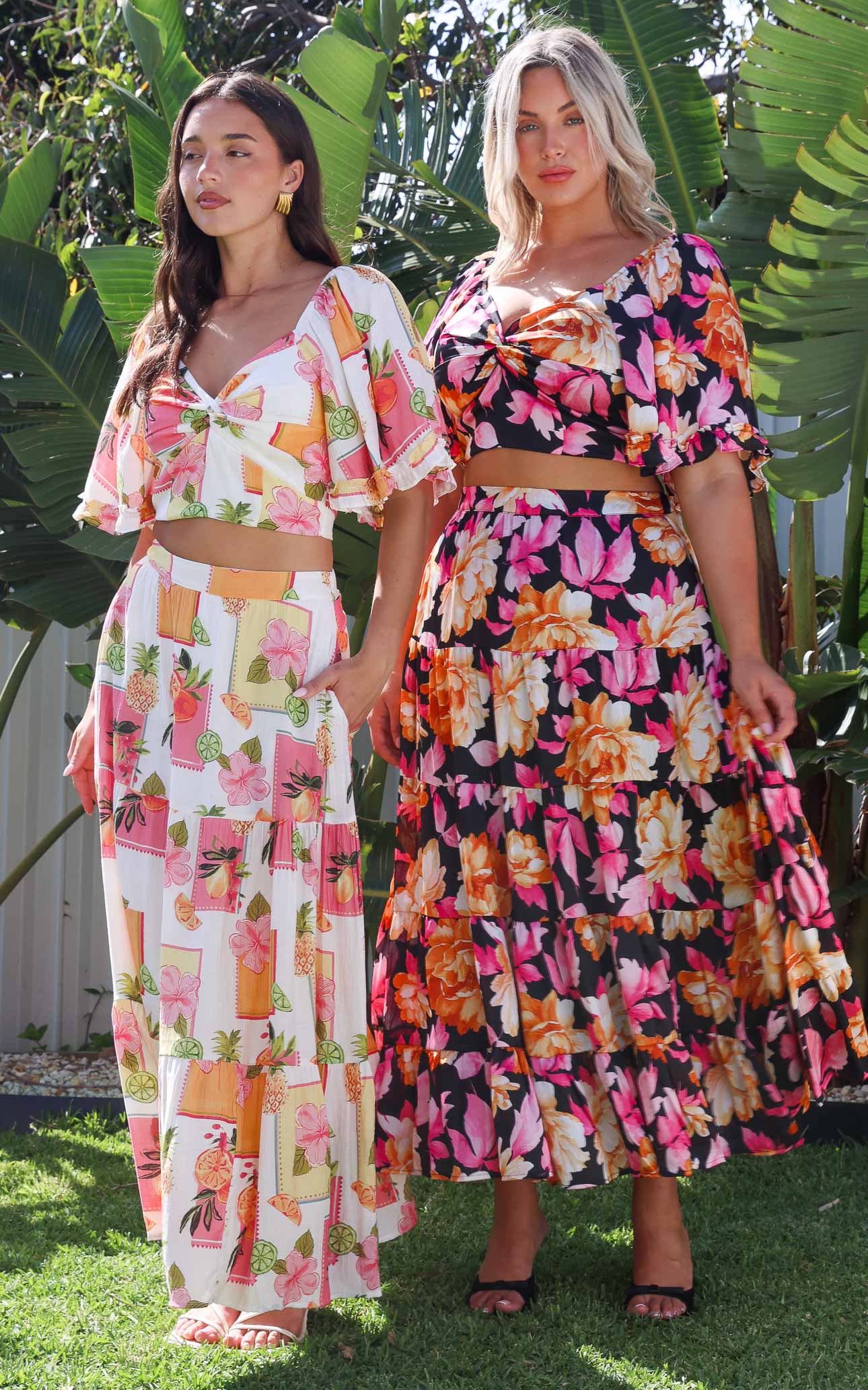 Corlette Maxi Skirt - Black Floral