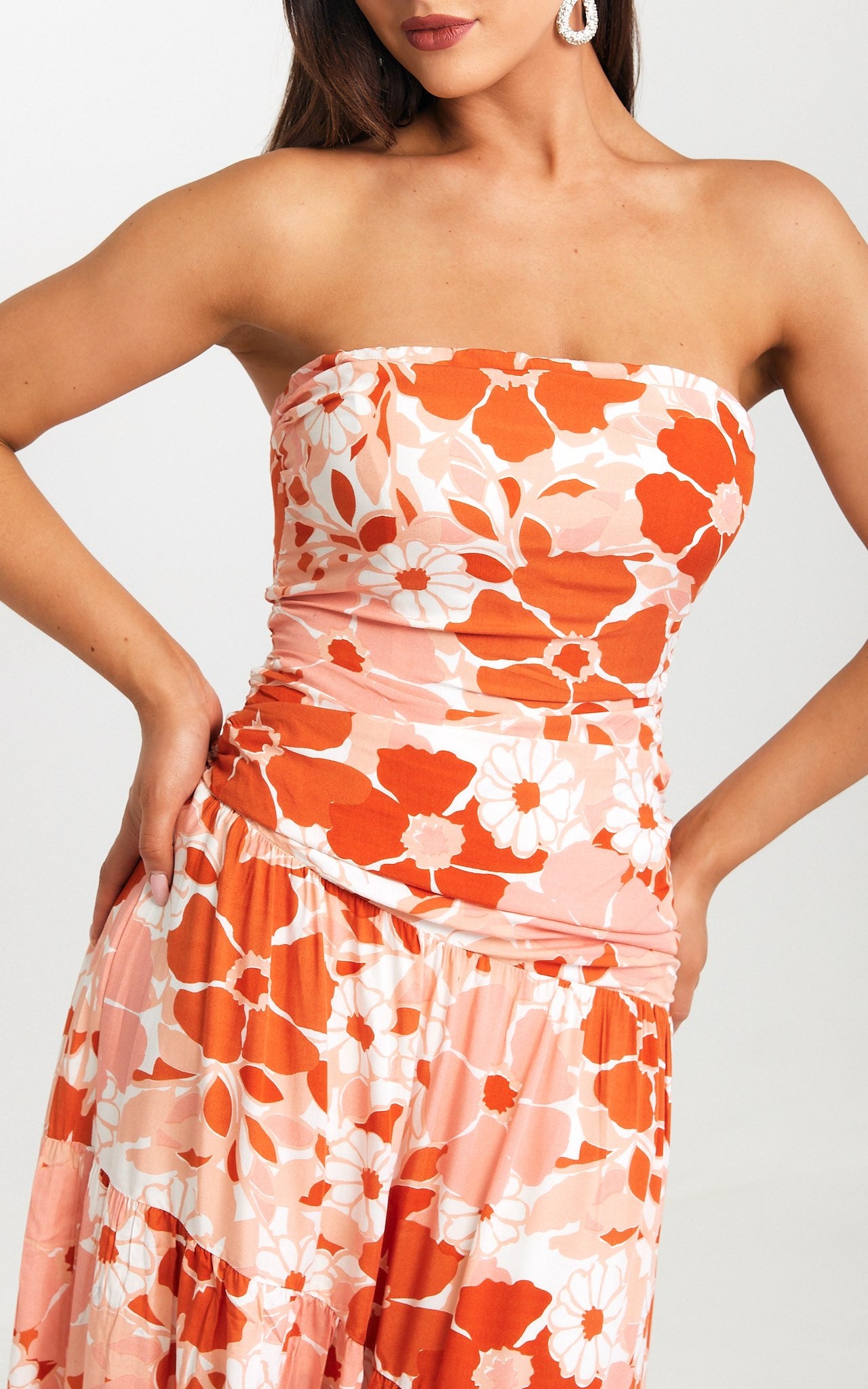 Cosima Maxi Dress - Orange Pink Multi Floral