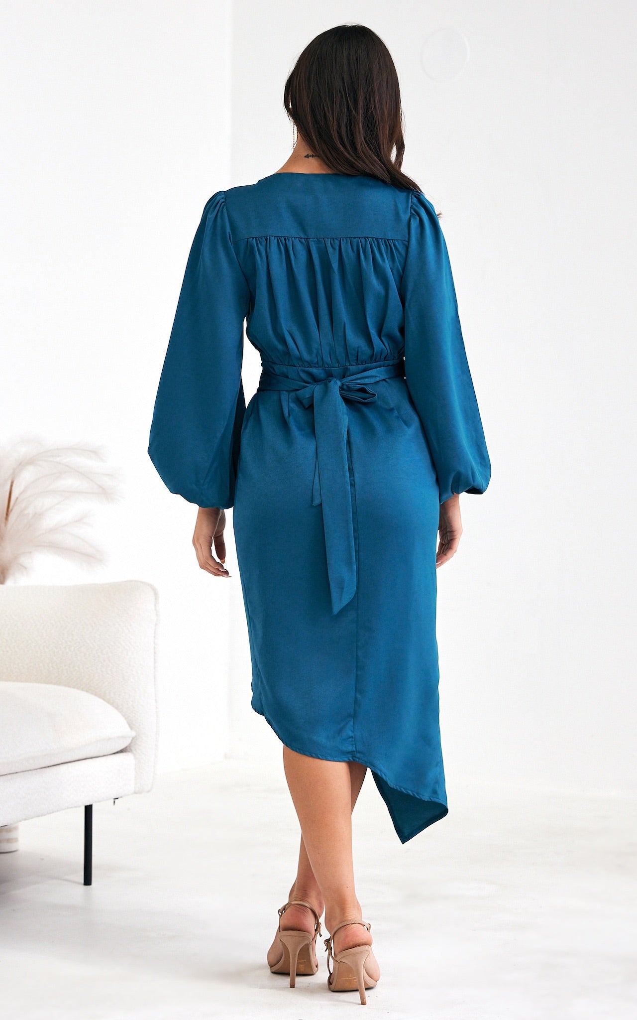 Courtesy Wrap Midi Dress - Teal Blue