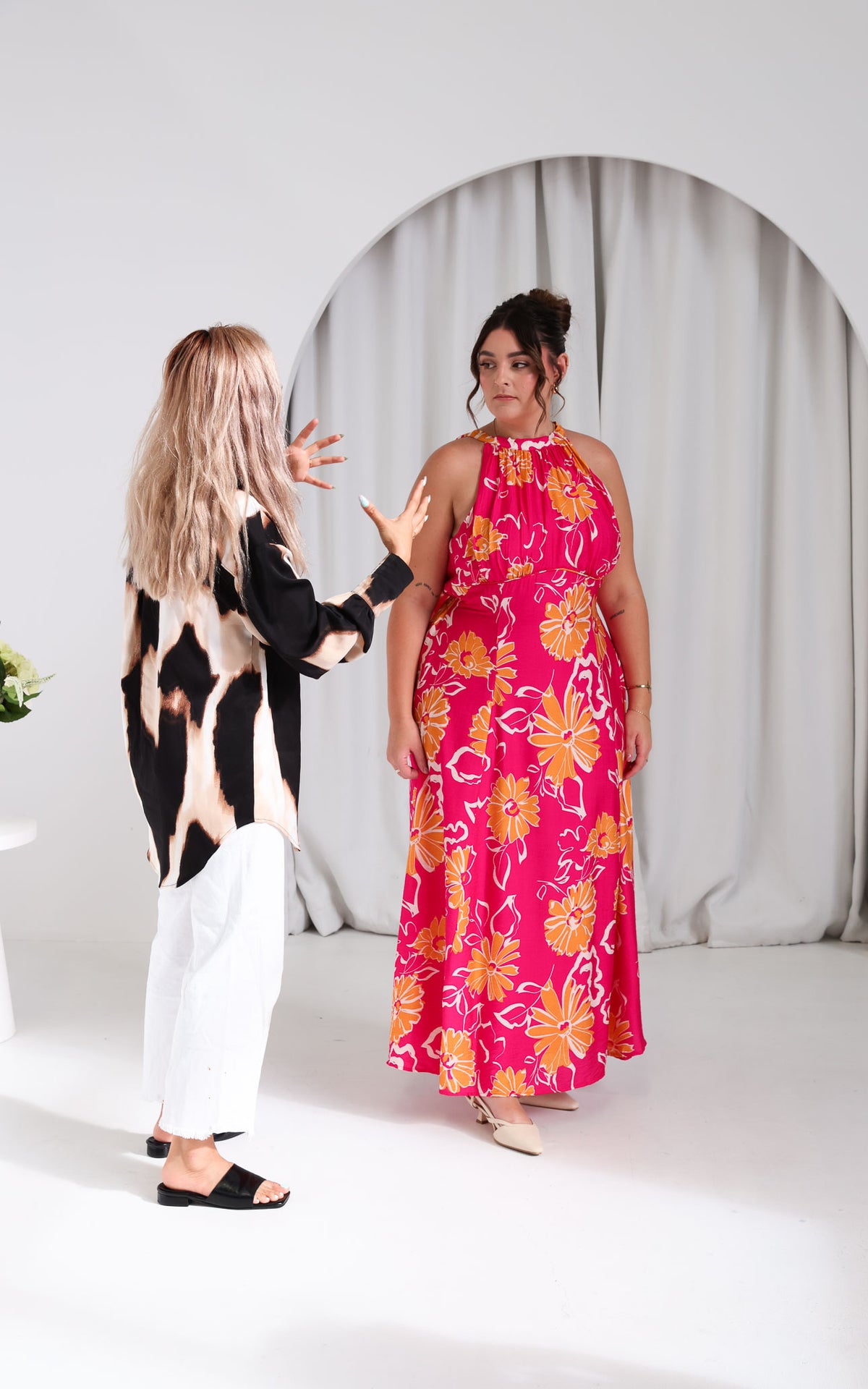 Zariko Maxi Dress - Hot Pink Orange Floral