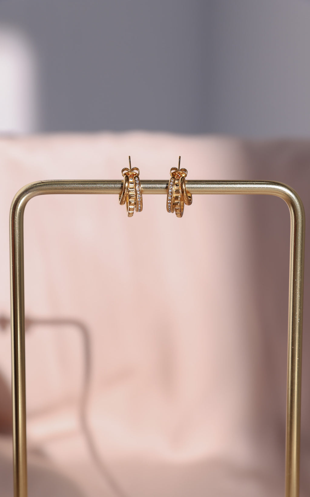 Chandra Hoop Earrings - Gold Triple Multi Texture