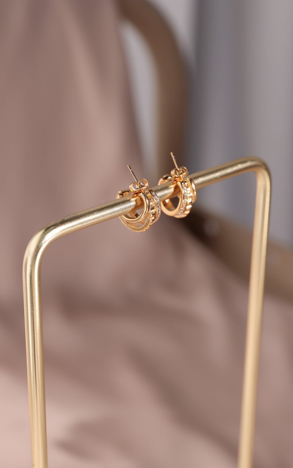 Chandra Hoop Earrings - Gold Triple Multi Texture