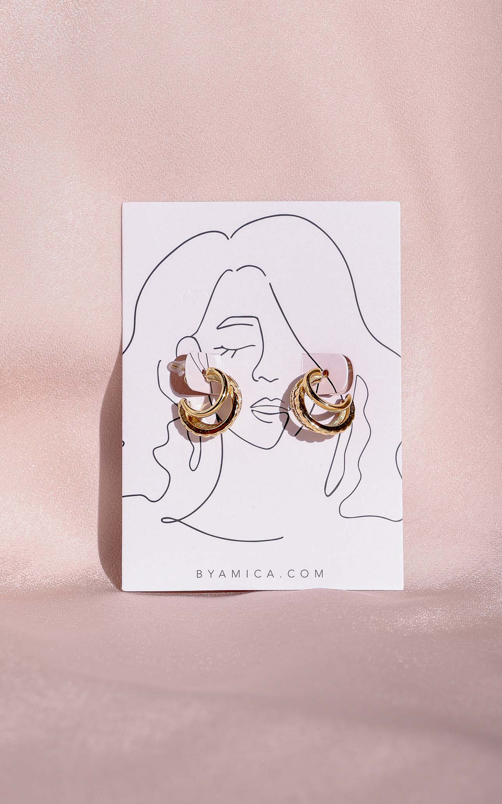 Chandra Hoop Earrings - Gold Triple Multi Texture
