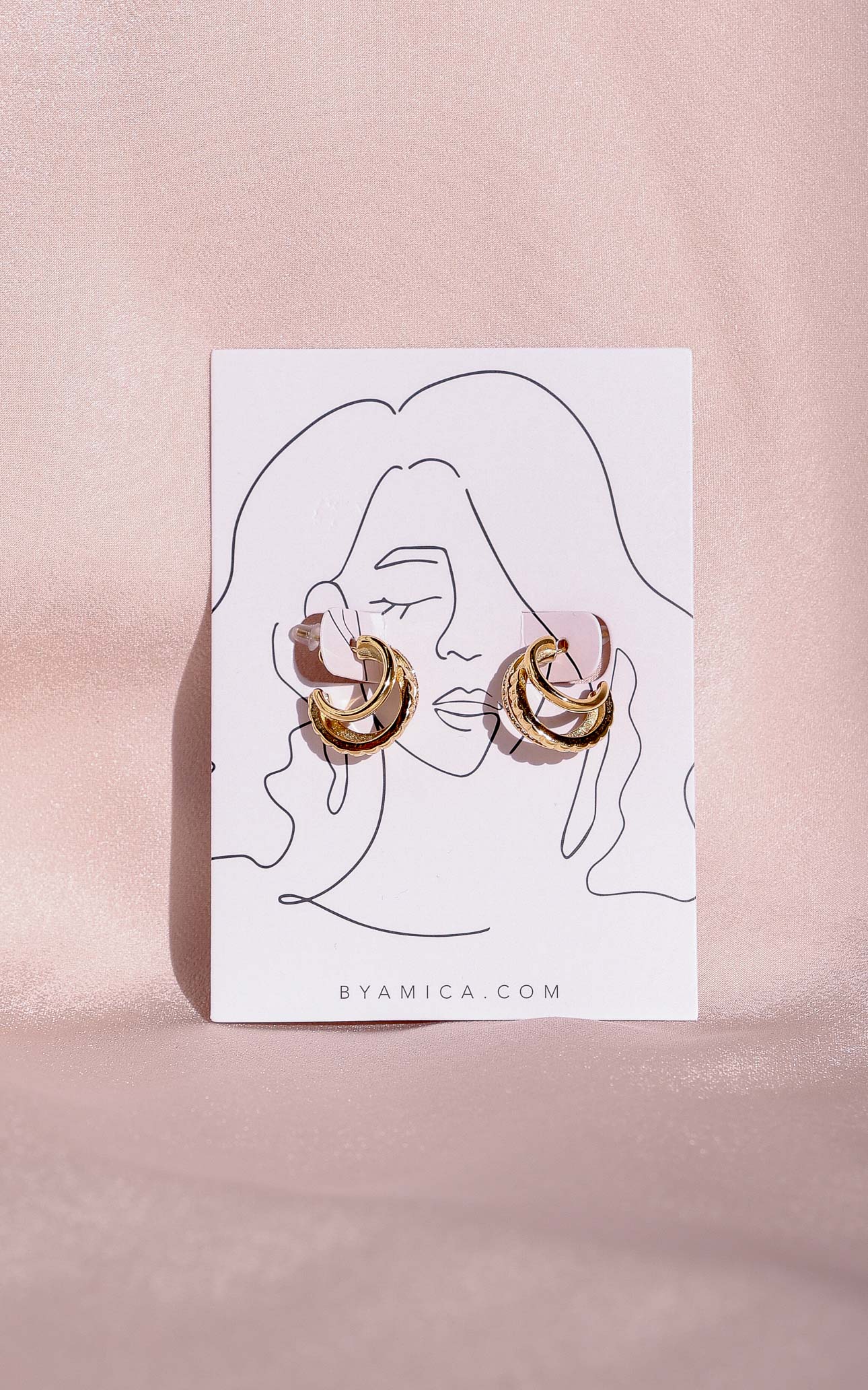 Chandra Hoop Earrings - Gold Triple Multi Texture