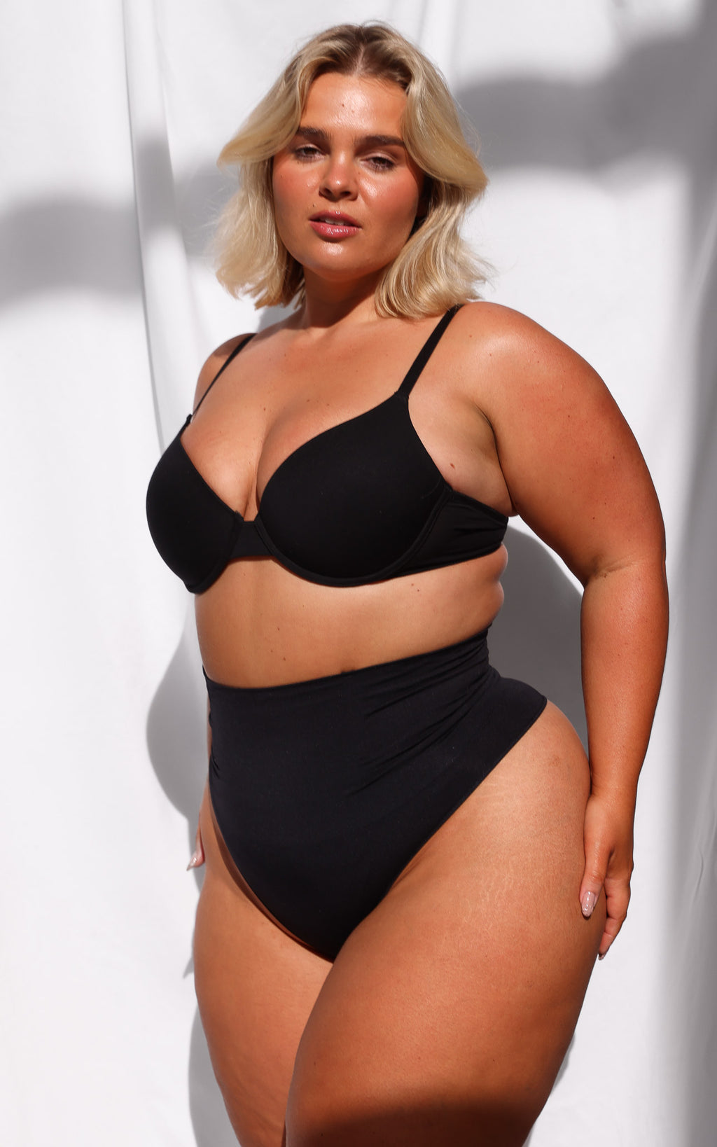 Constance High Waisted Boning Shapewear Gstring - Black