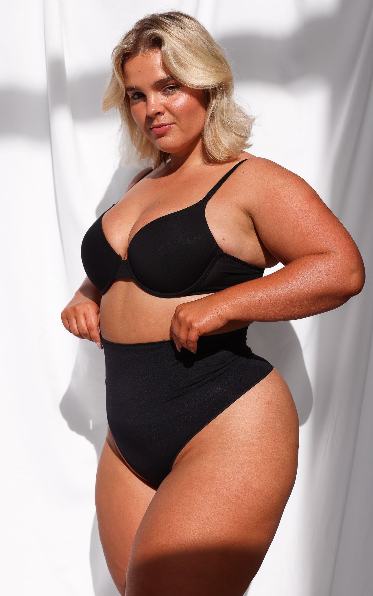 Constance High Waisted Boning Shapewear Gstring - Black