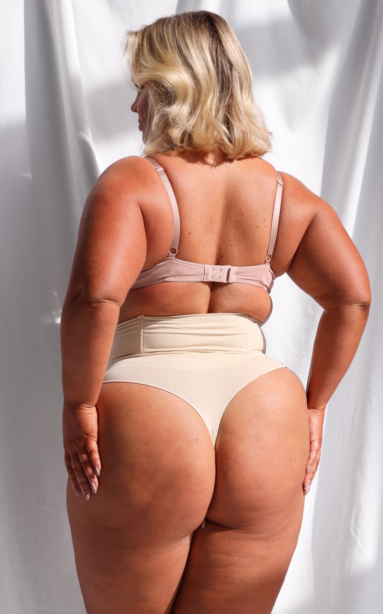 Constance High Waisted Boning Shapewear Gstring - Cool Nude