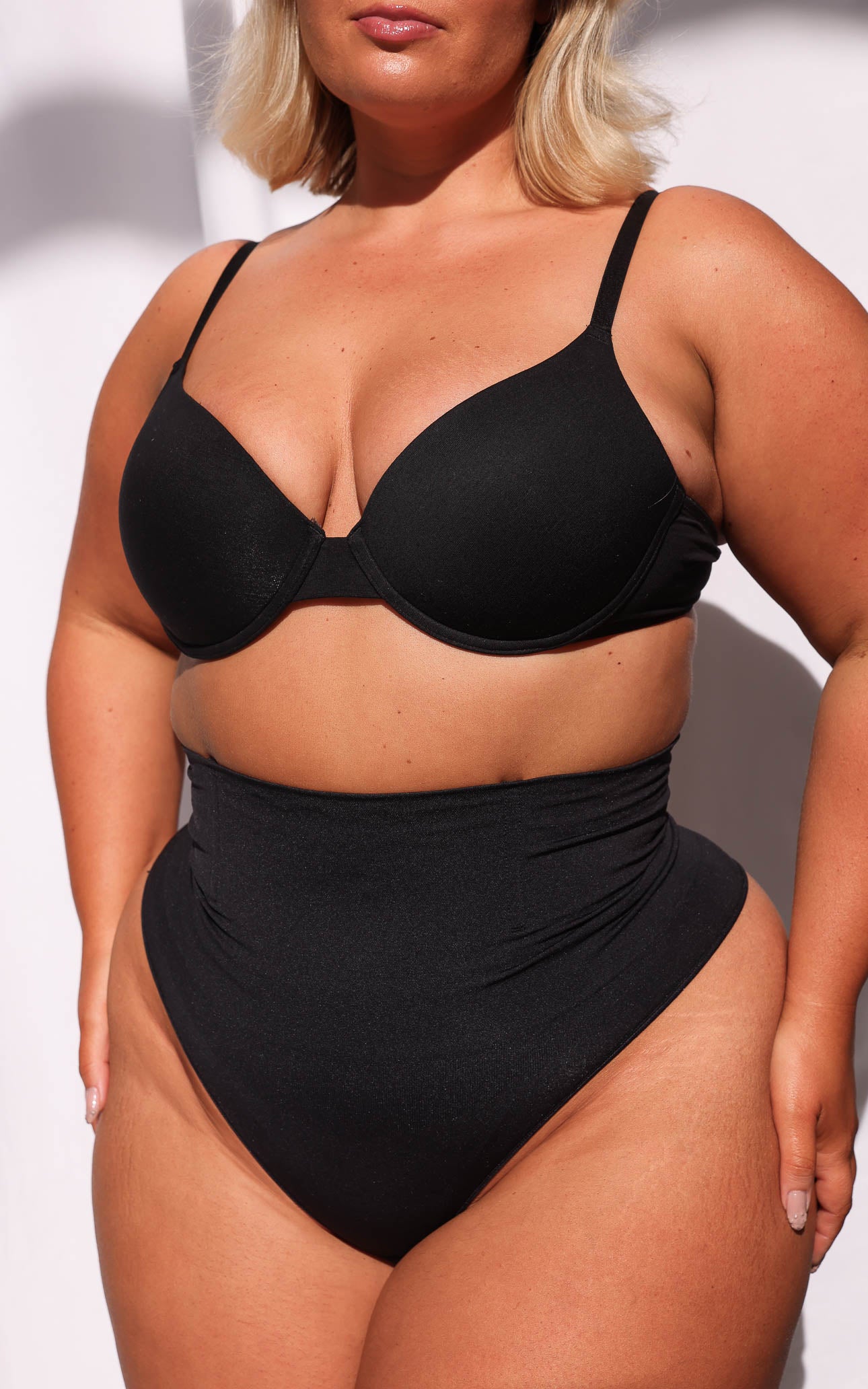 Constance High Waisted Boning Shapewear Gstring - Black