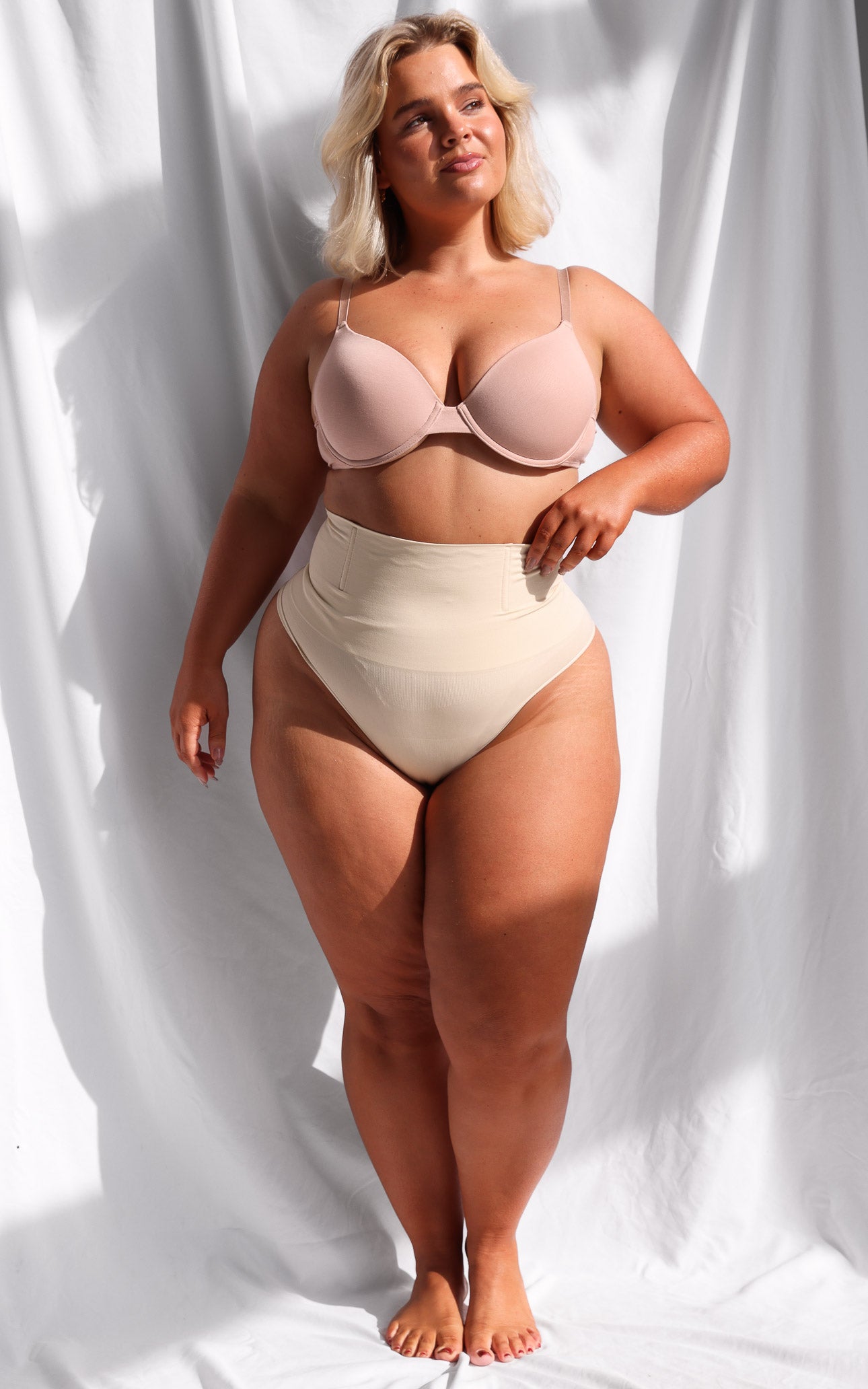 Constance High Waisted Boning Shapewear Gstring - Cool Nude