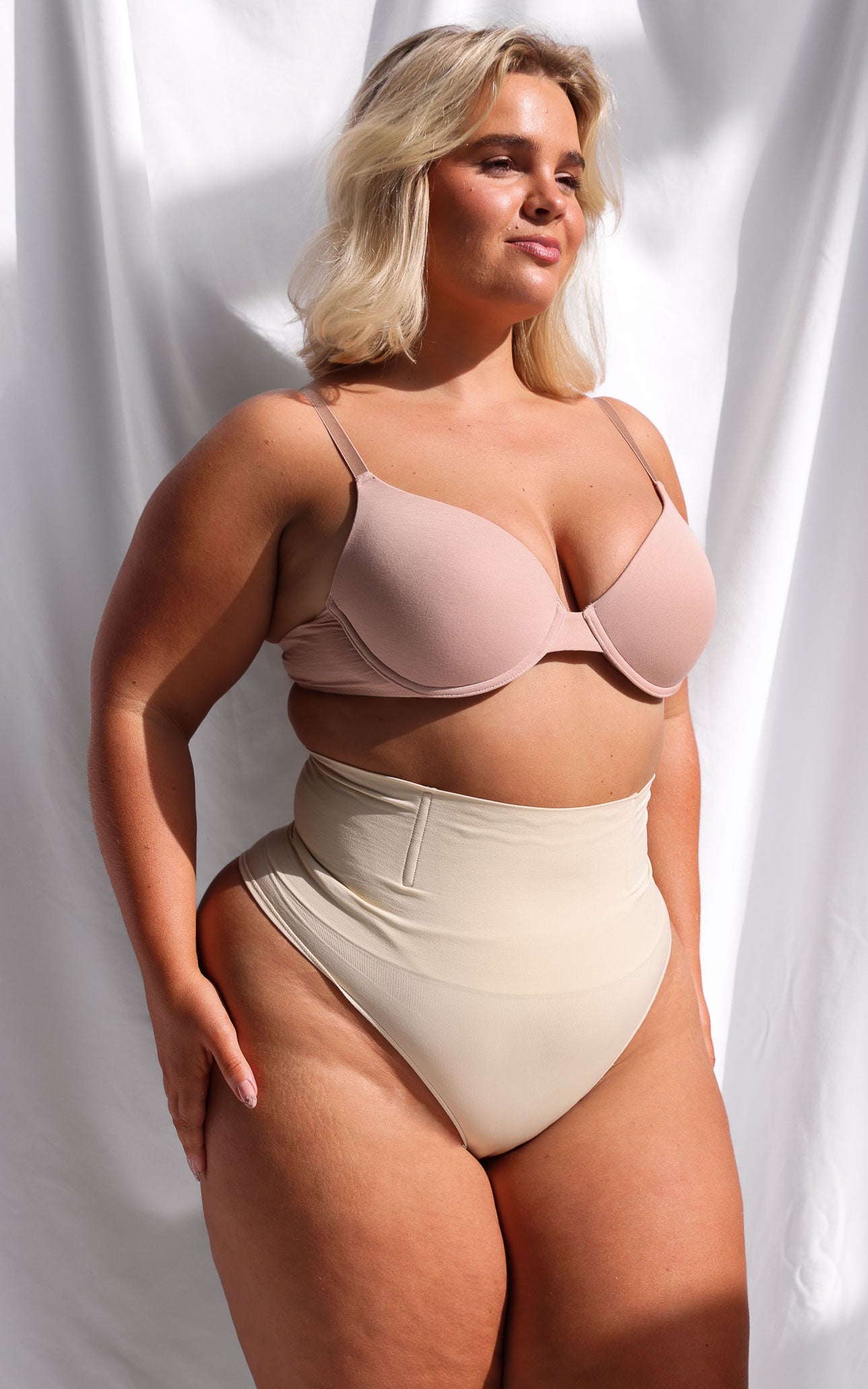 Constance High Waisted Boning Shapewear Gstring - Cool Nude