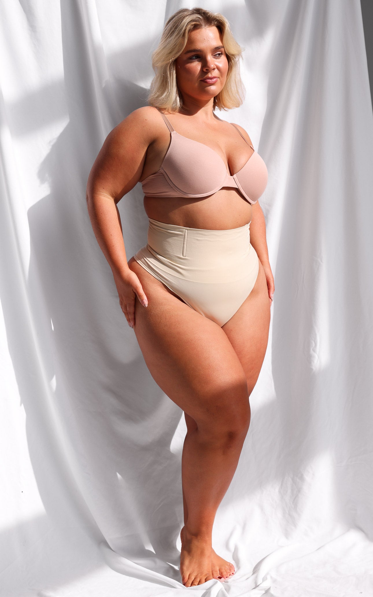 Constance High Waisted Boning Shapewear Gstring - Cool Nude