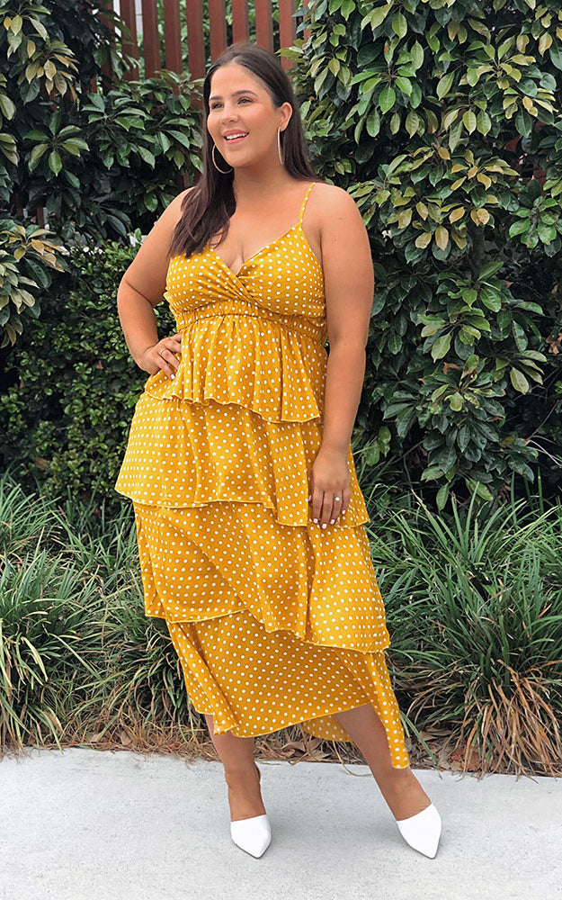 Judi Dress - Yellow Polka