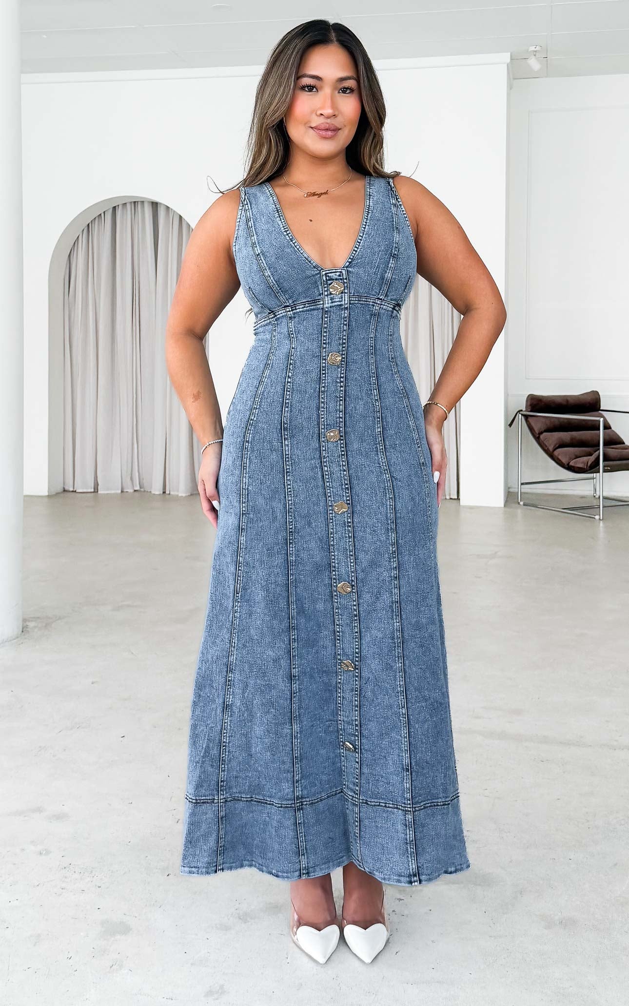 Mireza Denim Maxi Dress - Blue