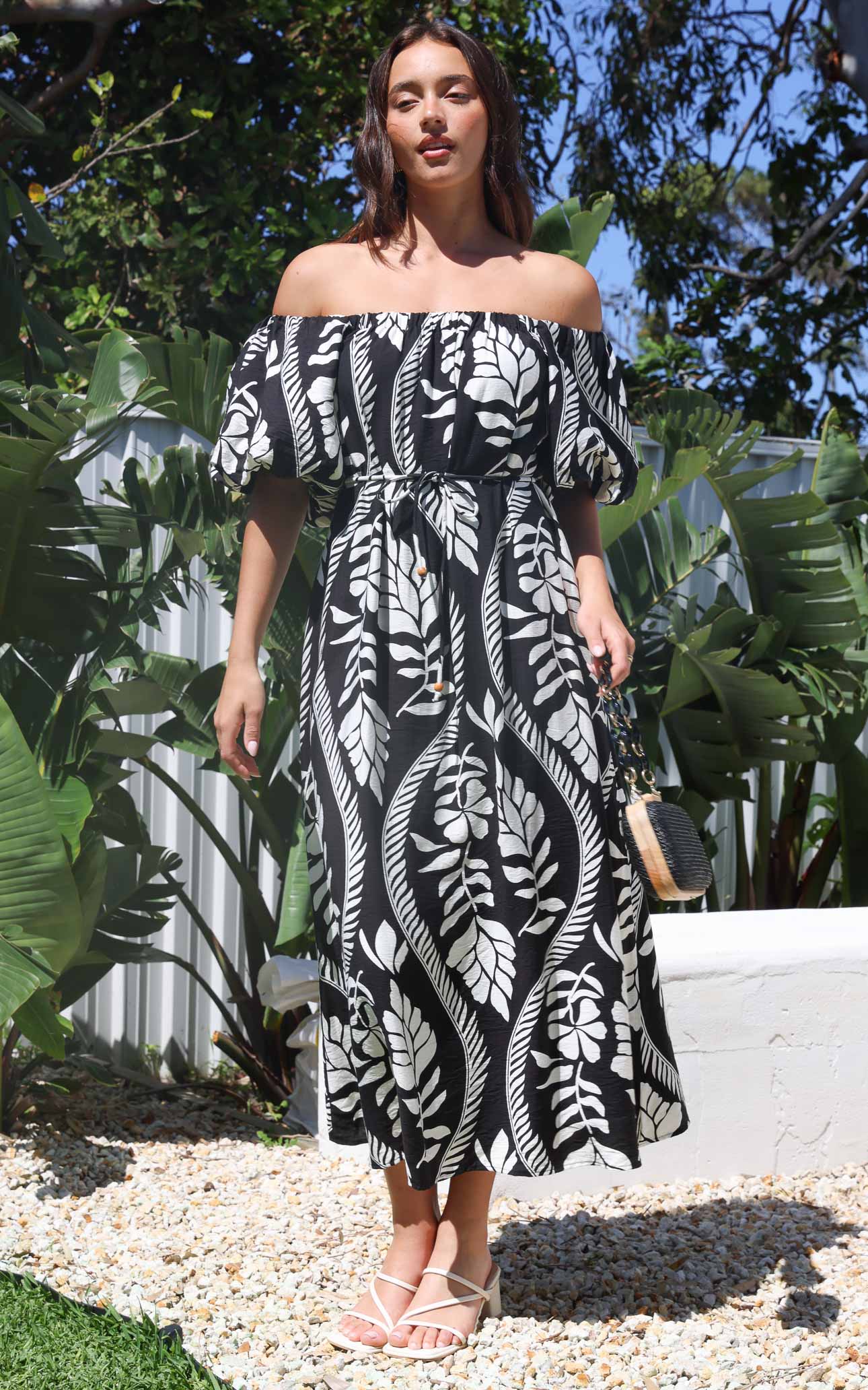Dakota Maxi Dress - Black White Print