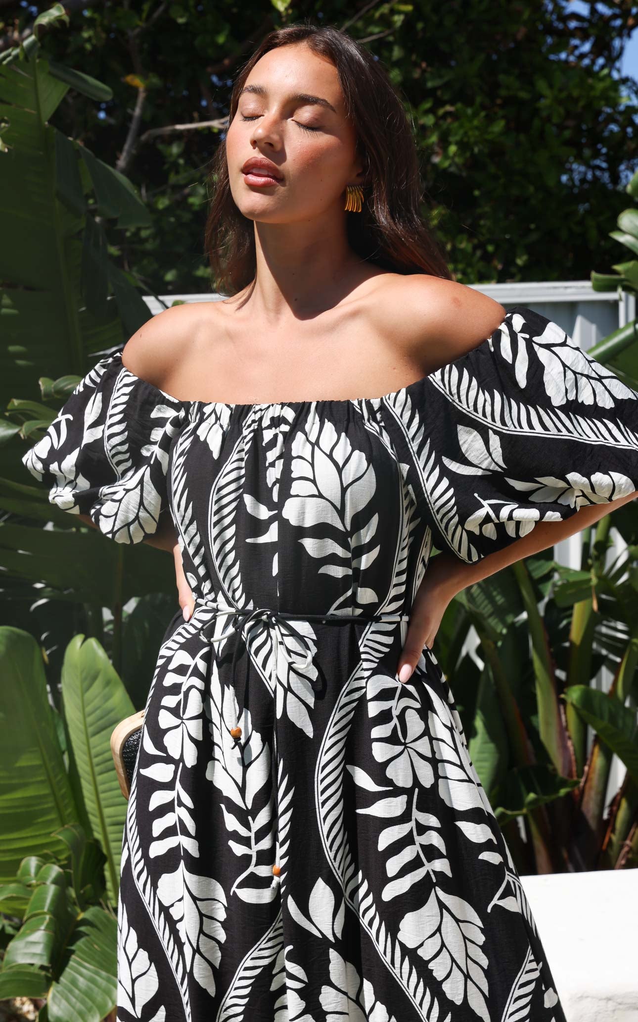 Dakota Maxi Dress - Black White Print