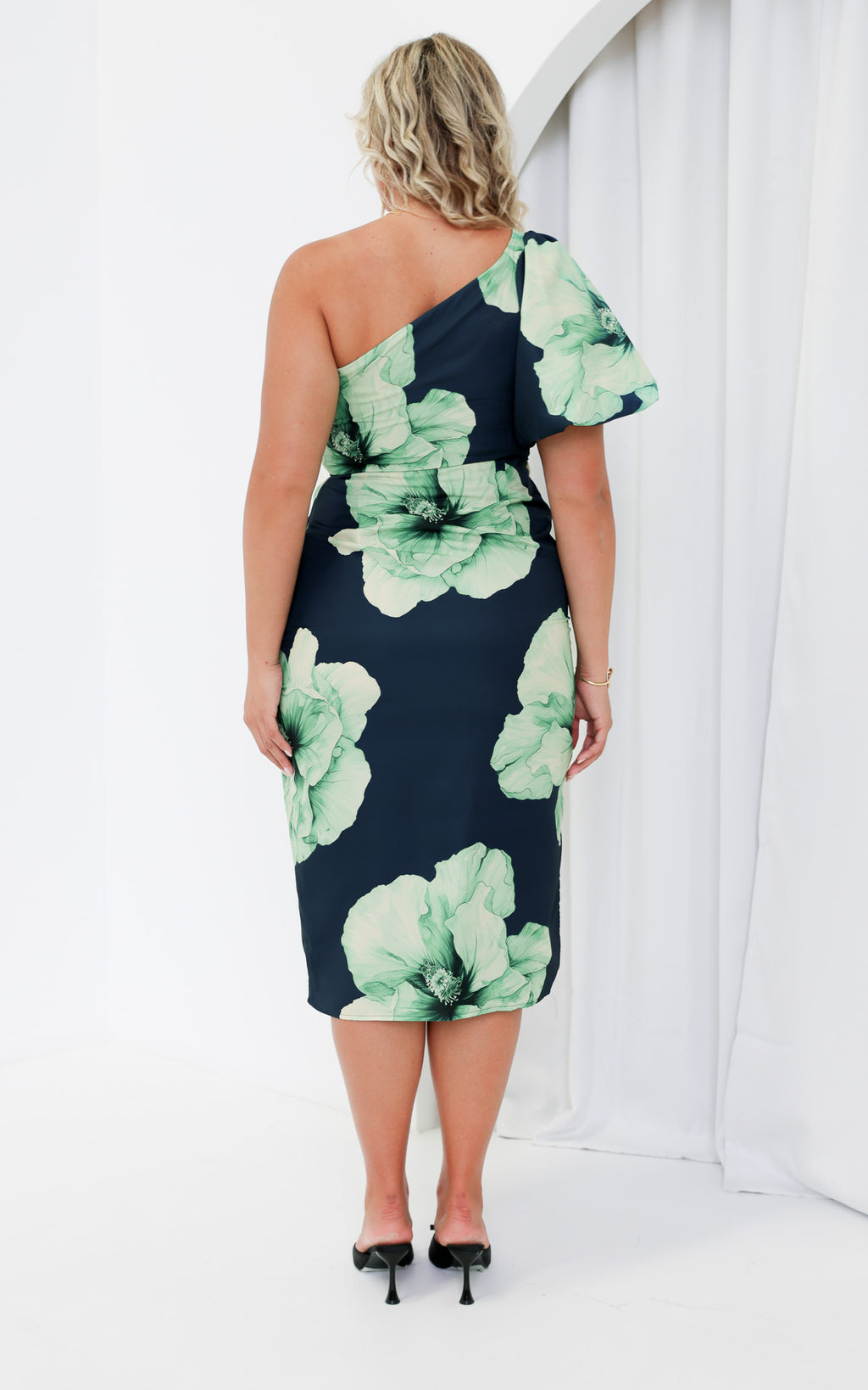 Damita Midi Dress - Navy Green Floral