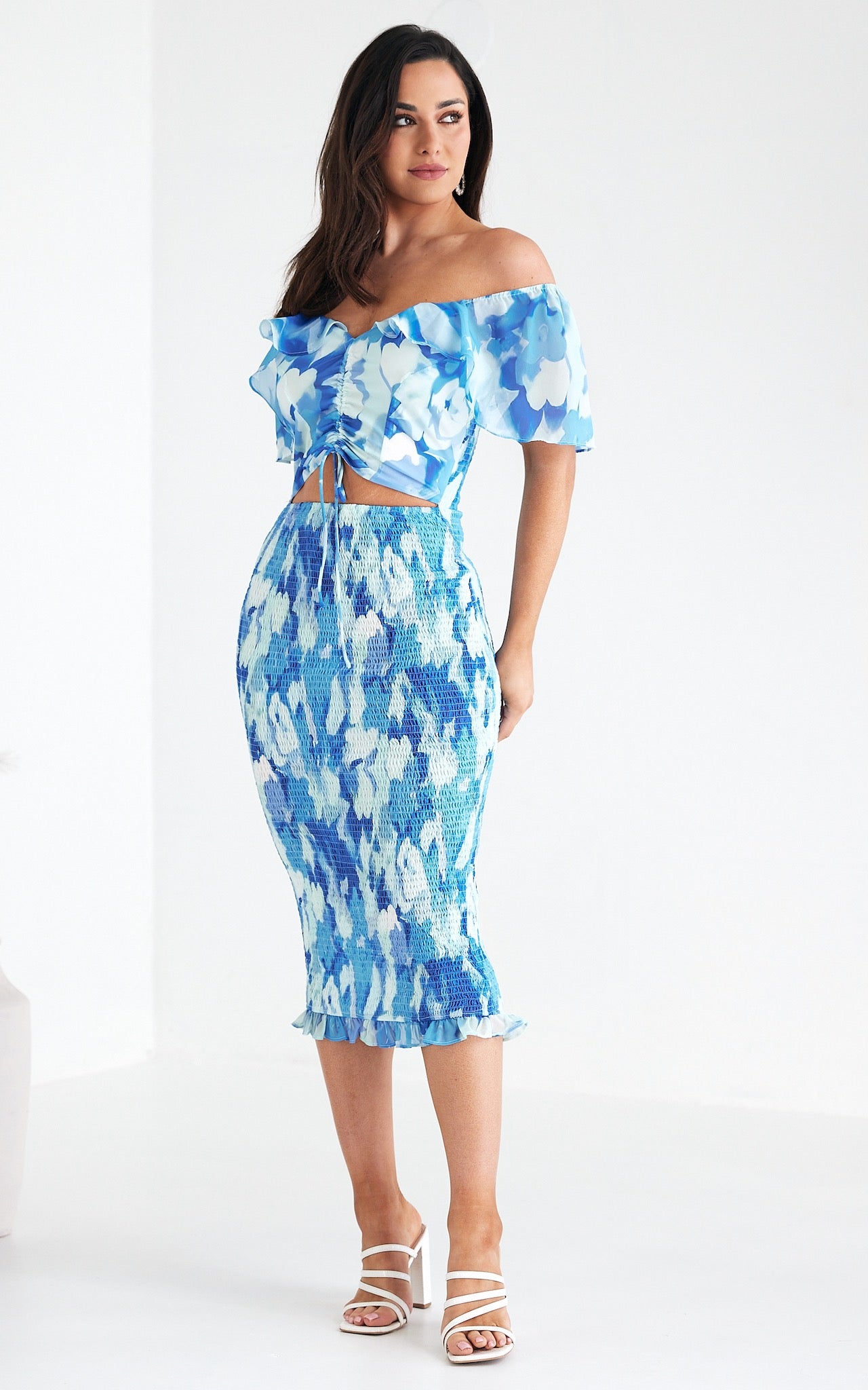 Danielle Midi Dress - Blue Floral