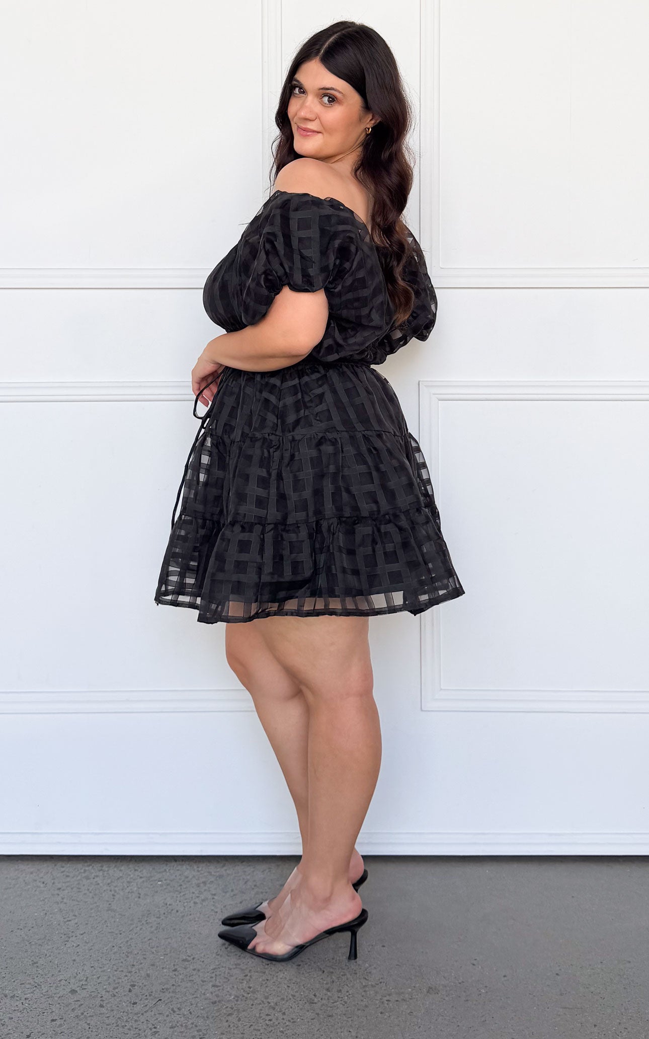 Dasha Mini Dress - Black Check Organza