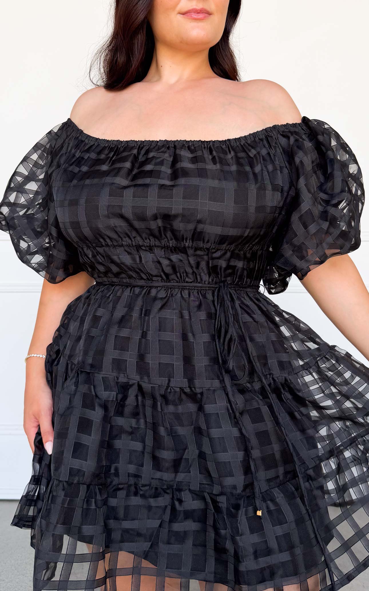Dasha Mini Dress - Black Check Organza