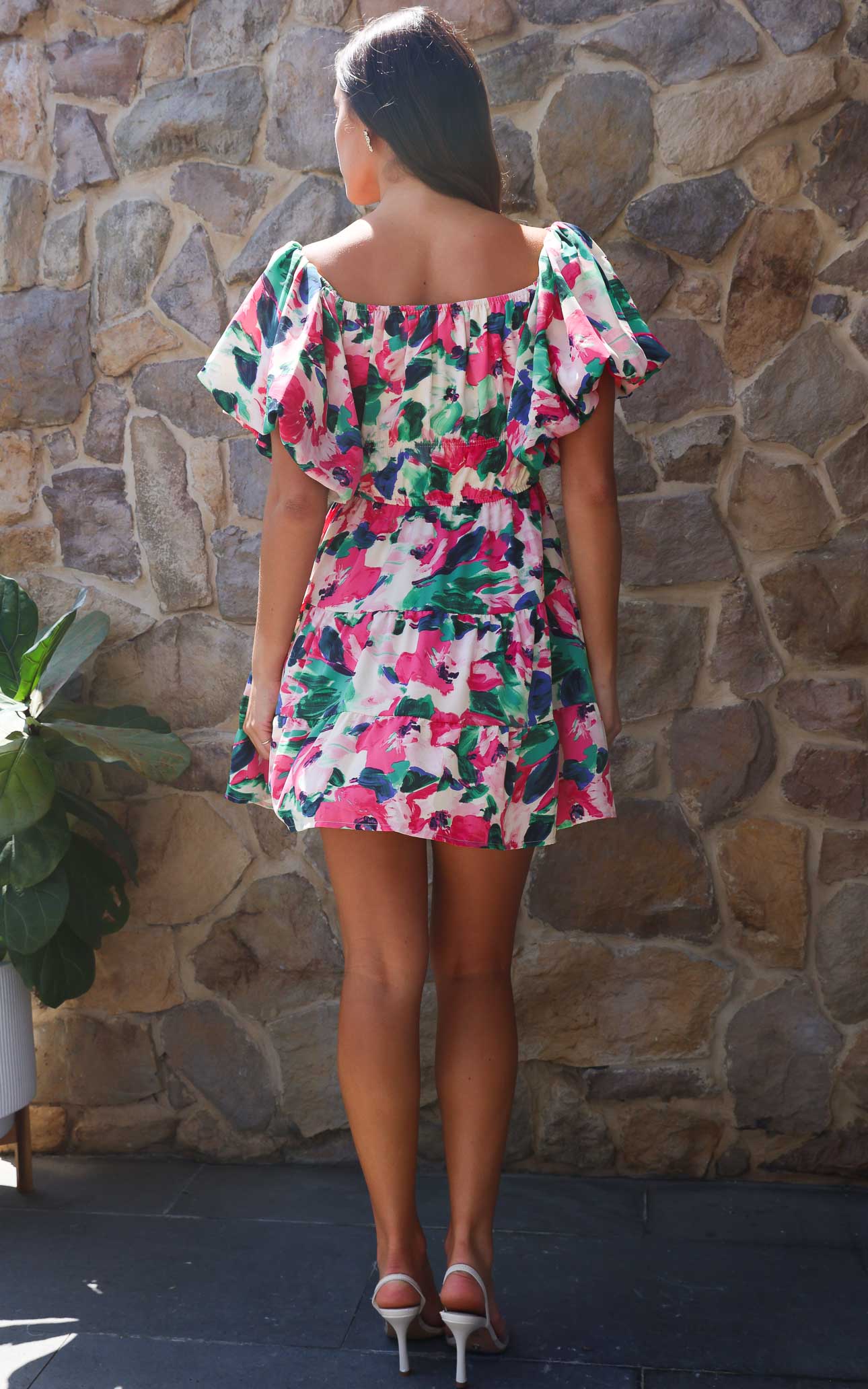 (Preorder) Dasha Mini Dress - Pink Green Floral