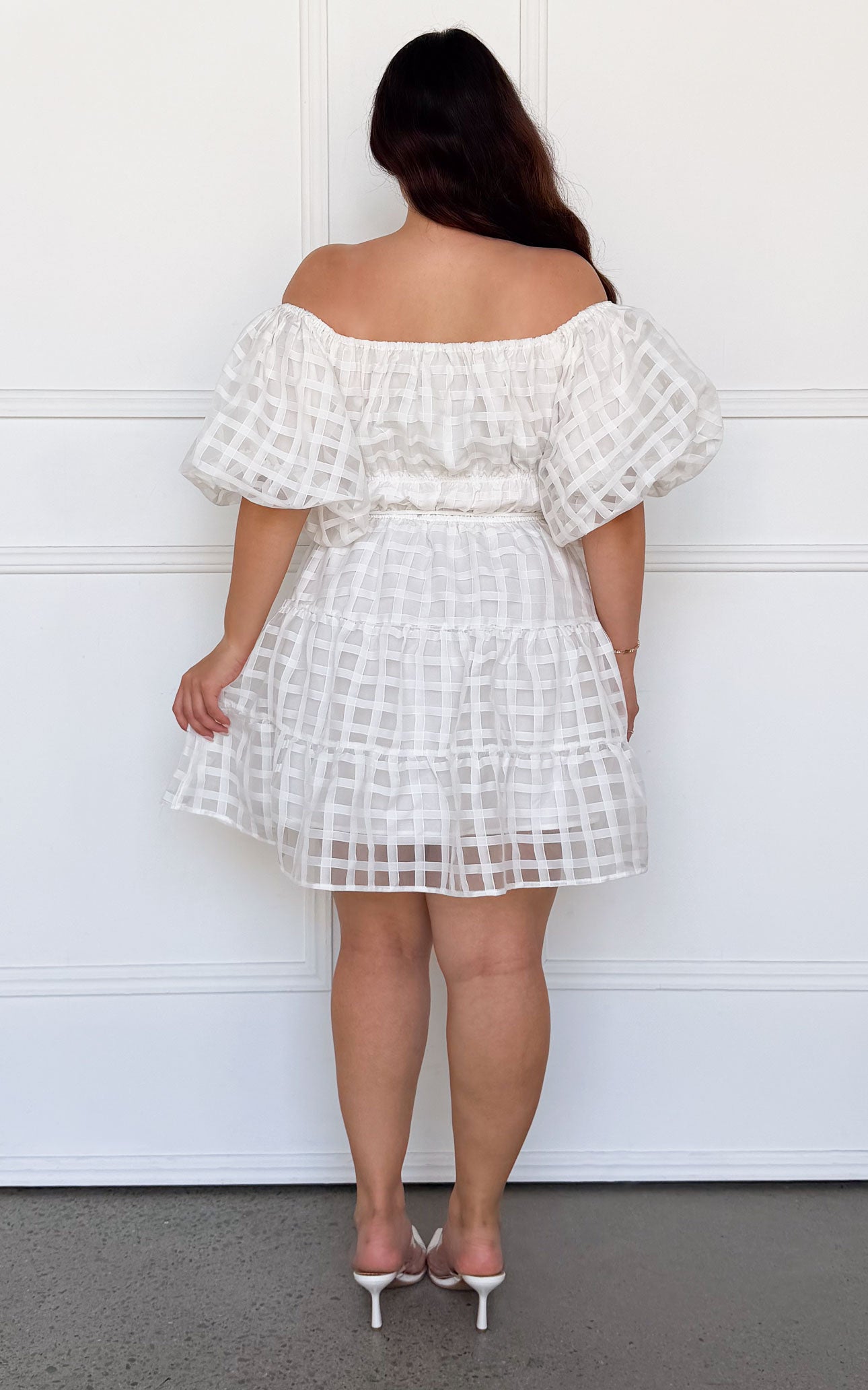 Dasha Mini Dress - White Check Organza