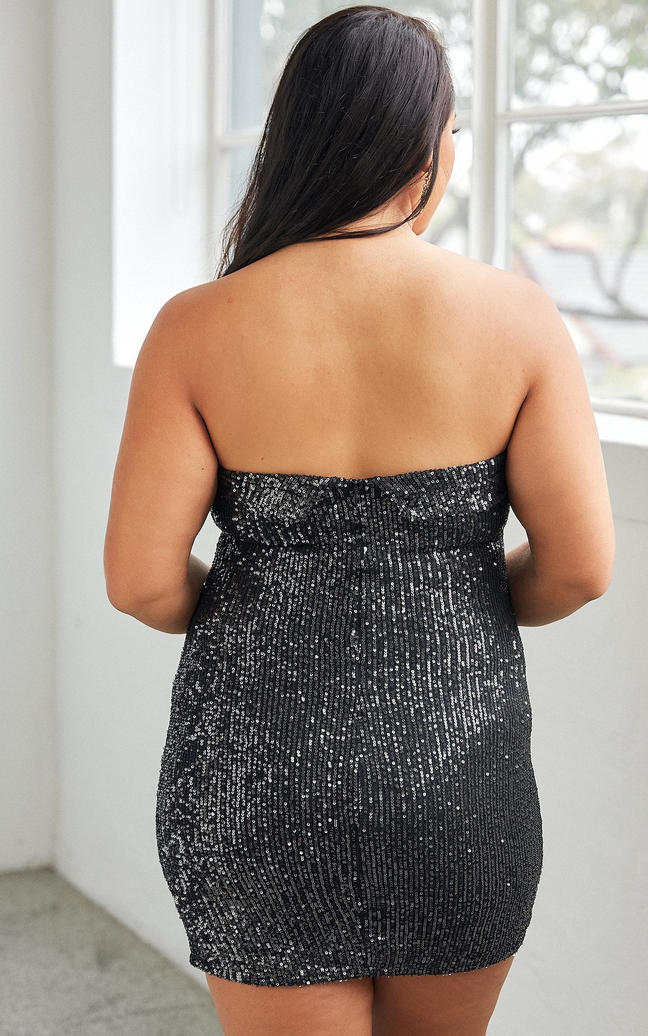 Davis Mini Dress - Black Silver Sequin