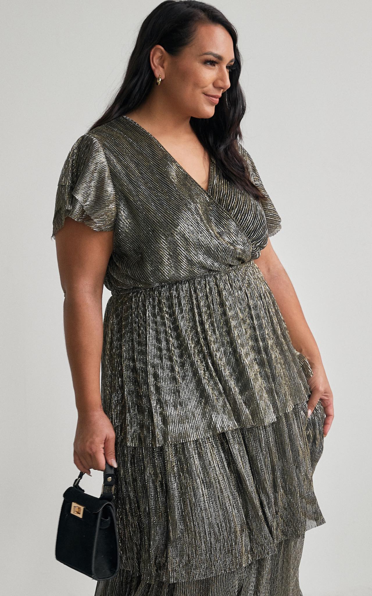 Dawn Dress - Black Gold Metallic