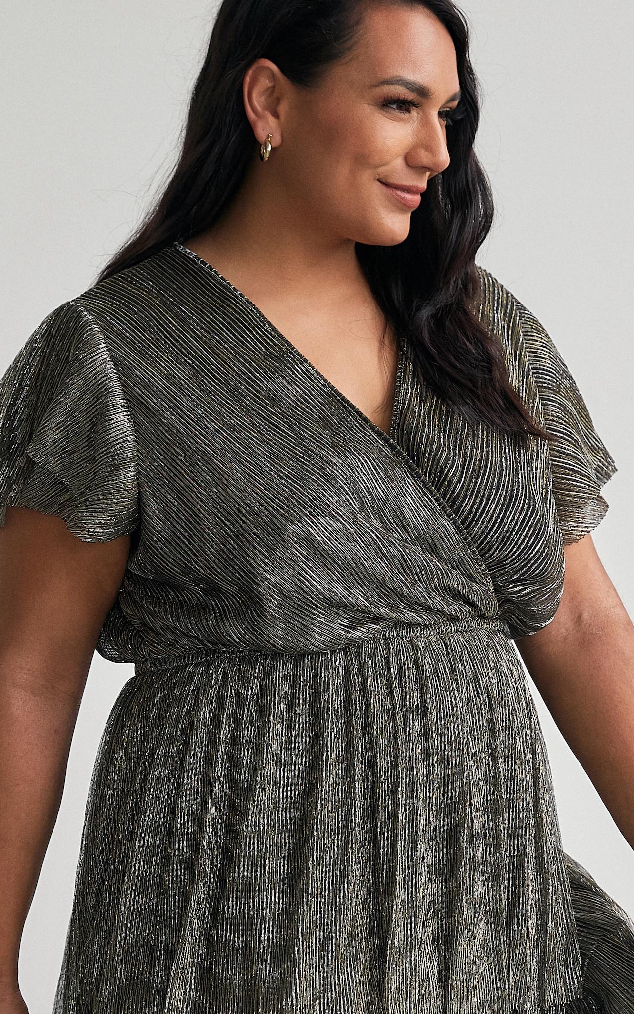 Dawn Dress - Black Gold Metallic