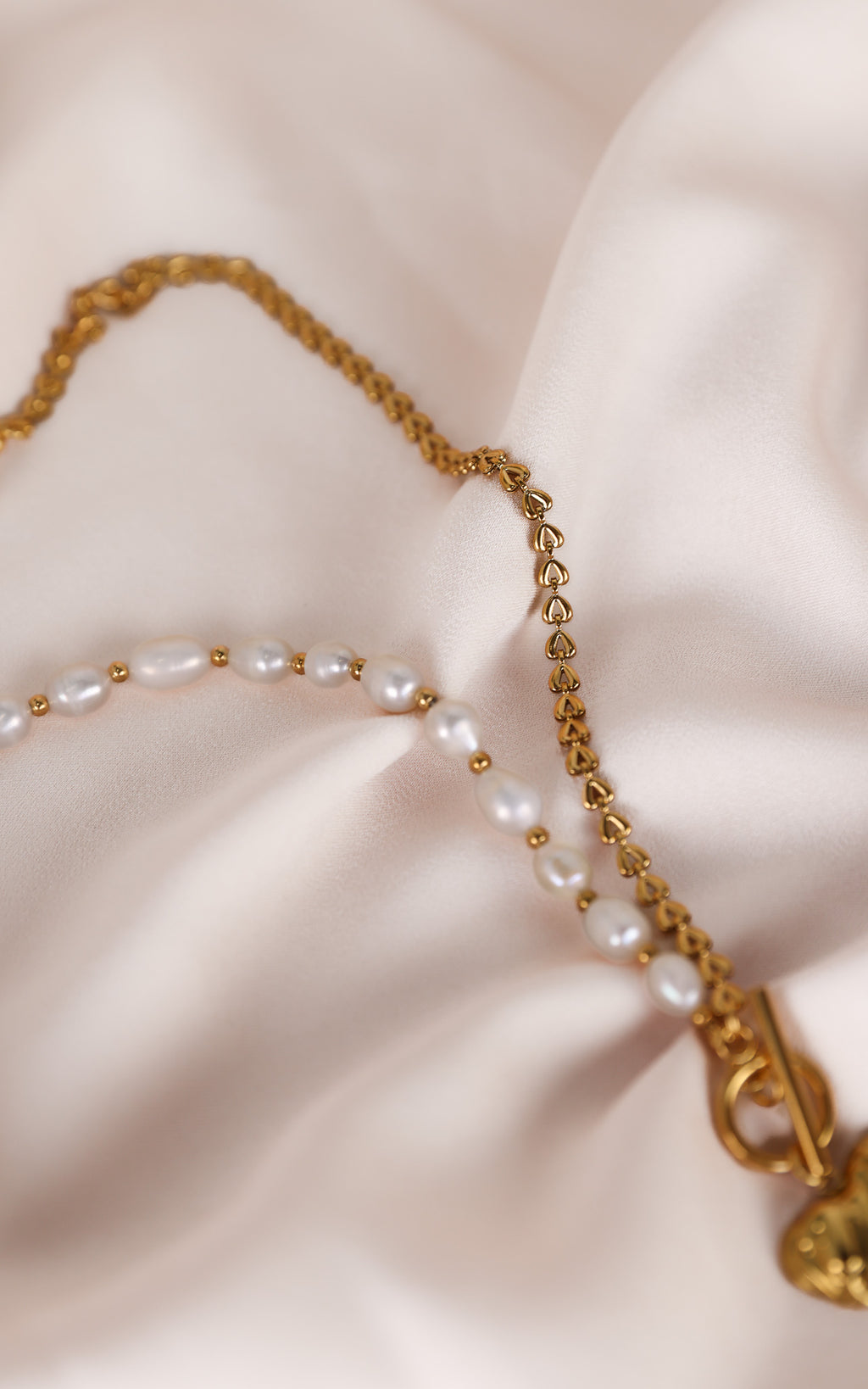 Deidra Necklace - Gold Heart Freshwater Pearl