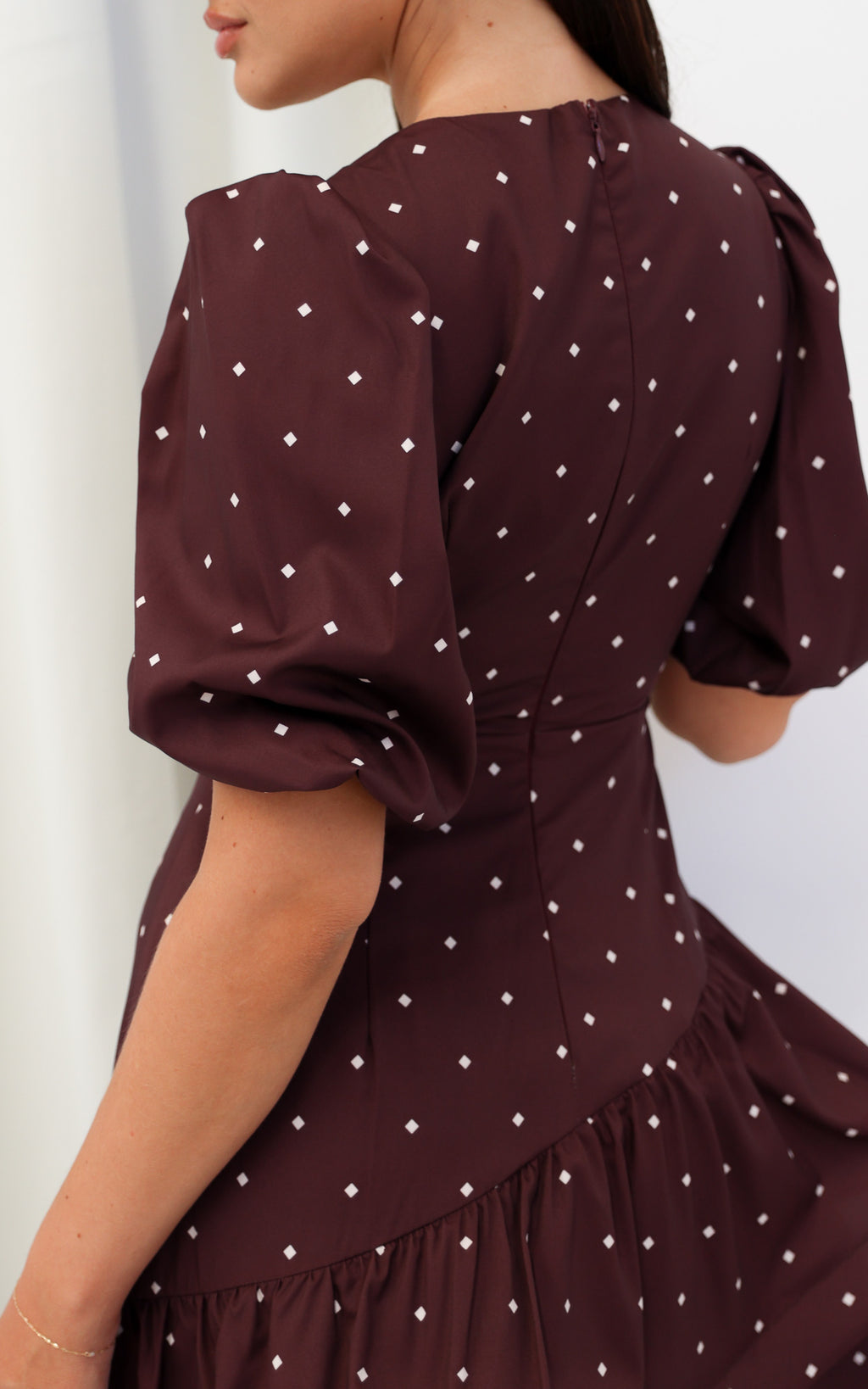 Deja Maxi Dress - Chocolate Brown Cream Diamond