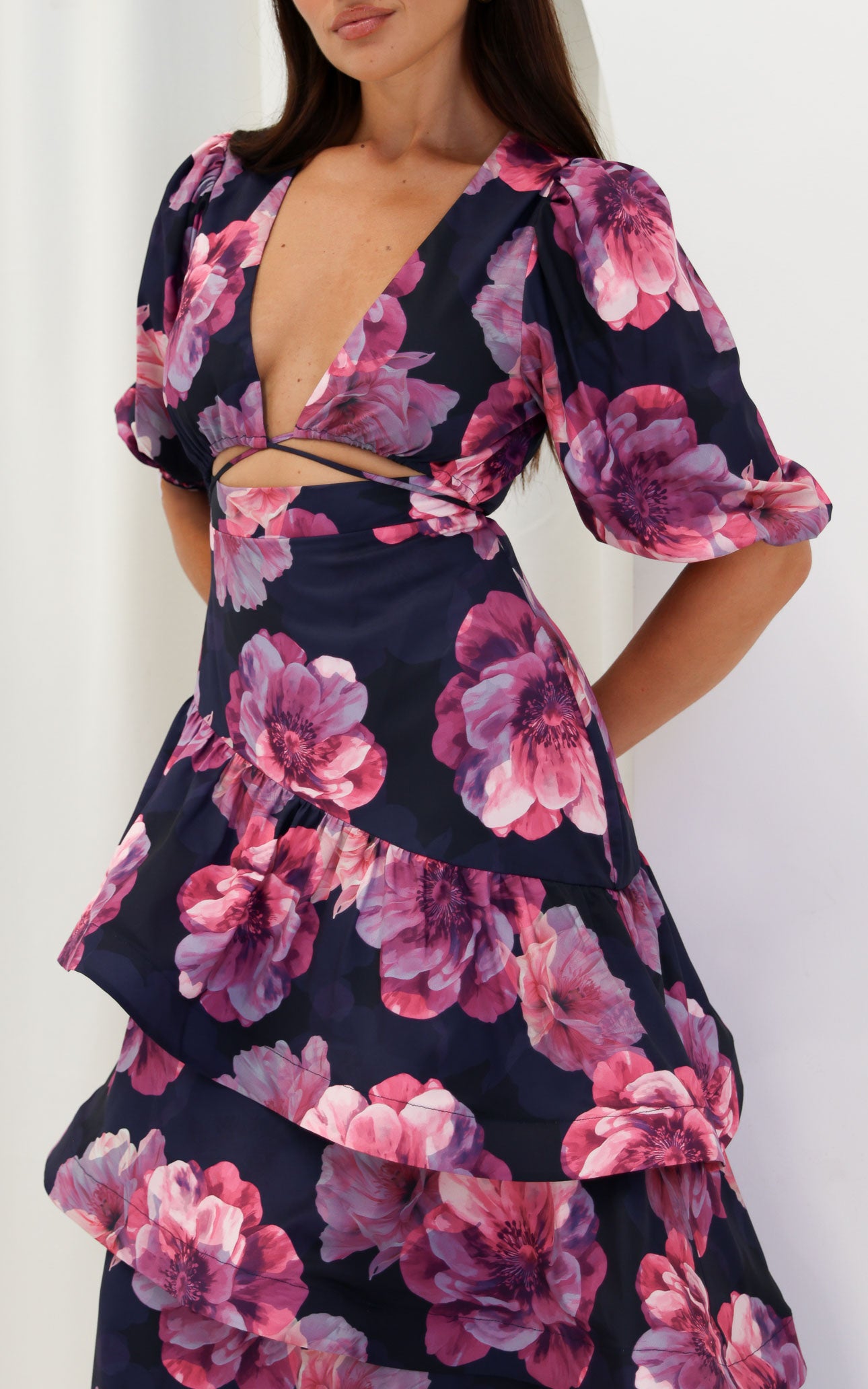 Deja Maxi Dress - Navy Pink Floral