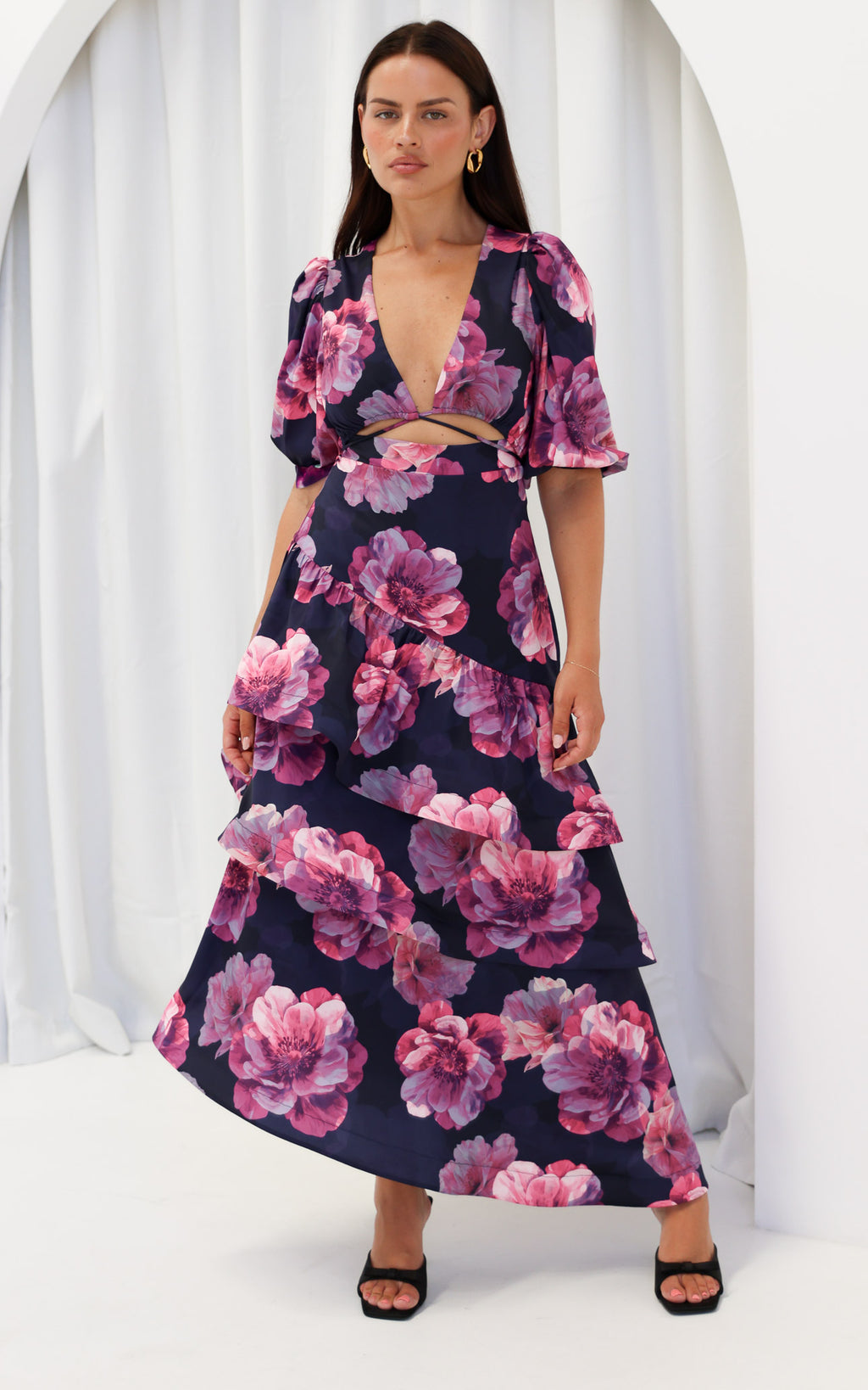 Deja Maxi Dress - Navy Pink Floral