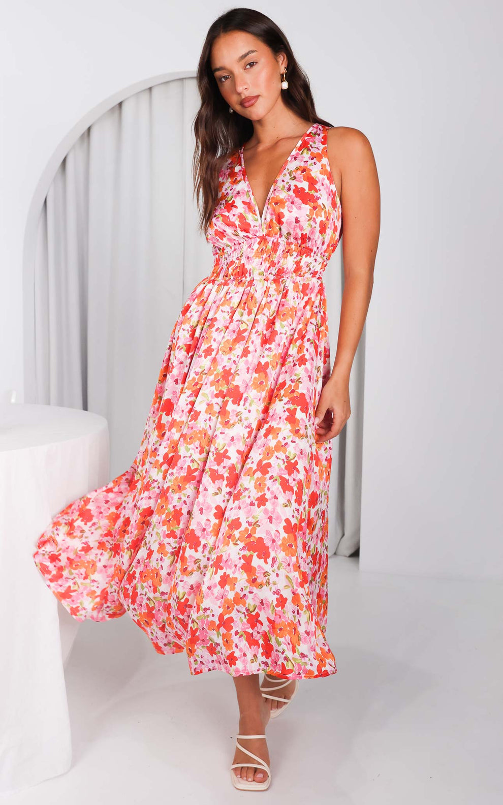 Mon Cherie Maxi Dress in Multi Pink Floral Organza main image 0
