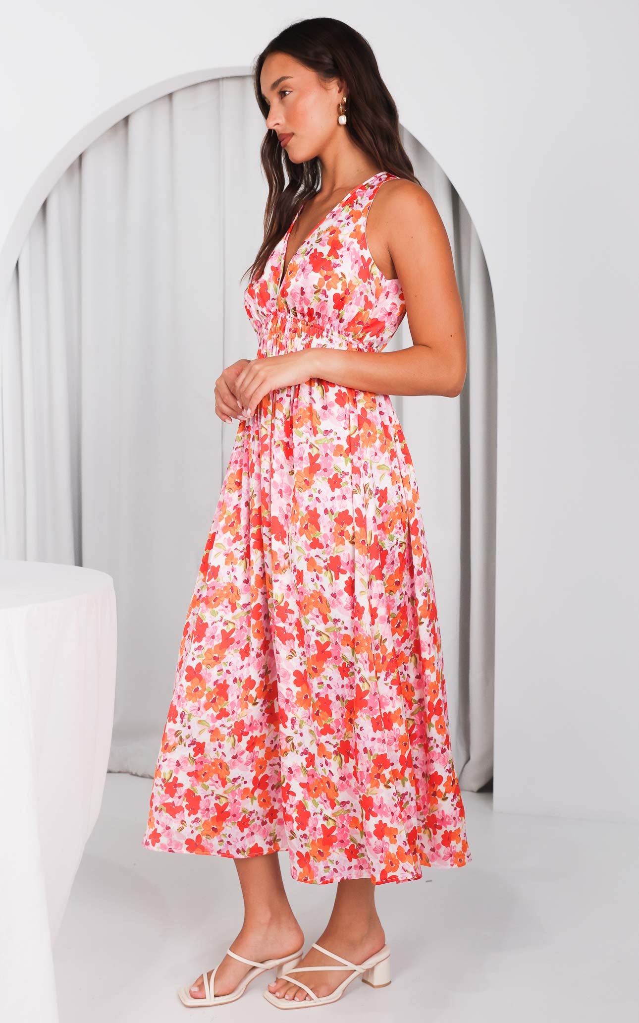 Monique Sleeveless Maxi Dress - Pink Multi Floral