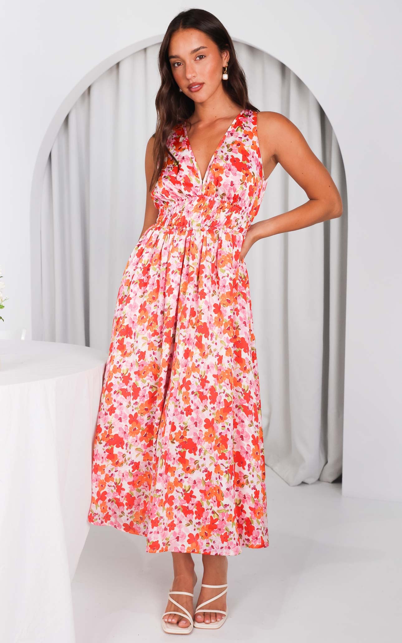 Monique Sleeveless Maxi Dress - Pink Multi Floral