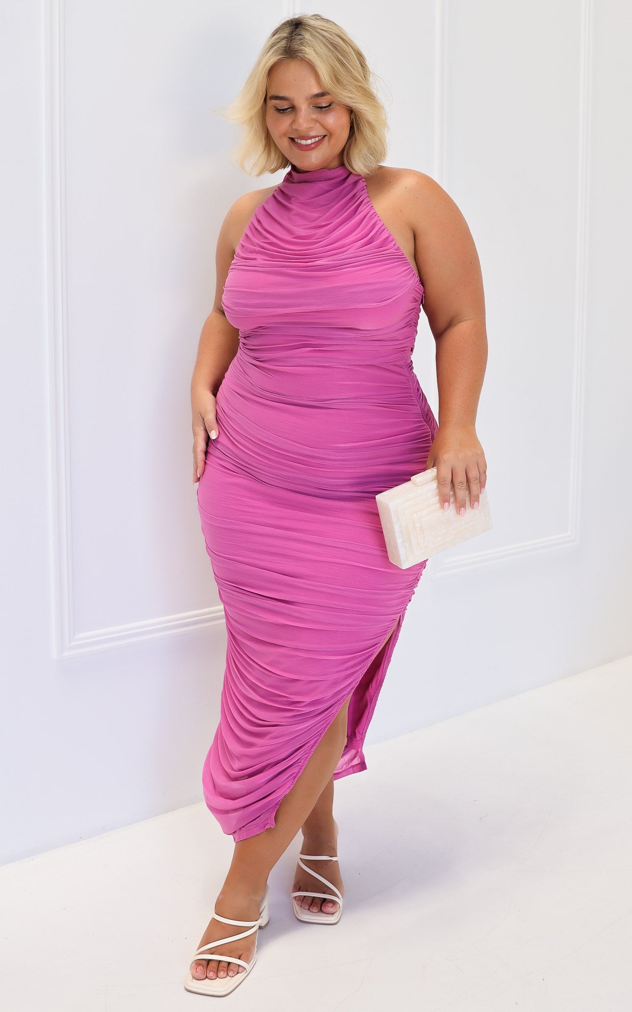 Delvee Midi Dress - Fiji Pink