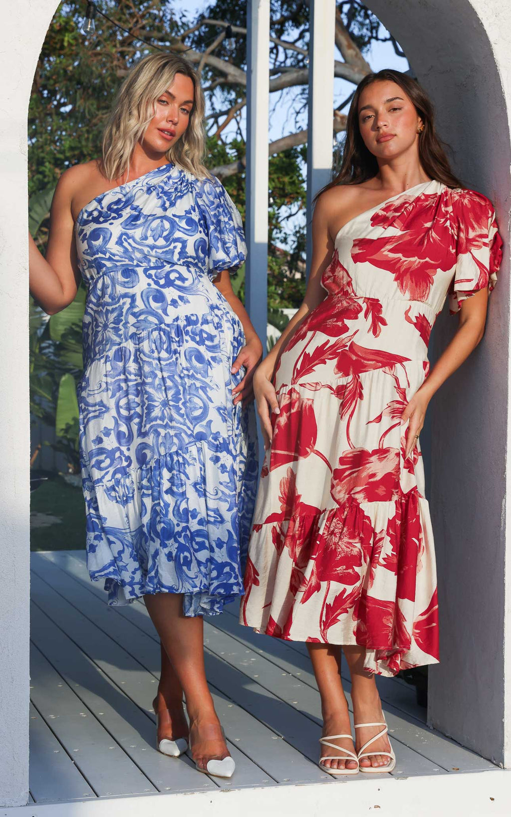 Denver Maxi Dress - White Blue Print