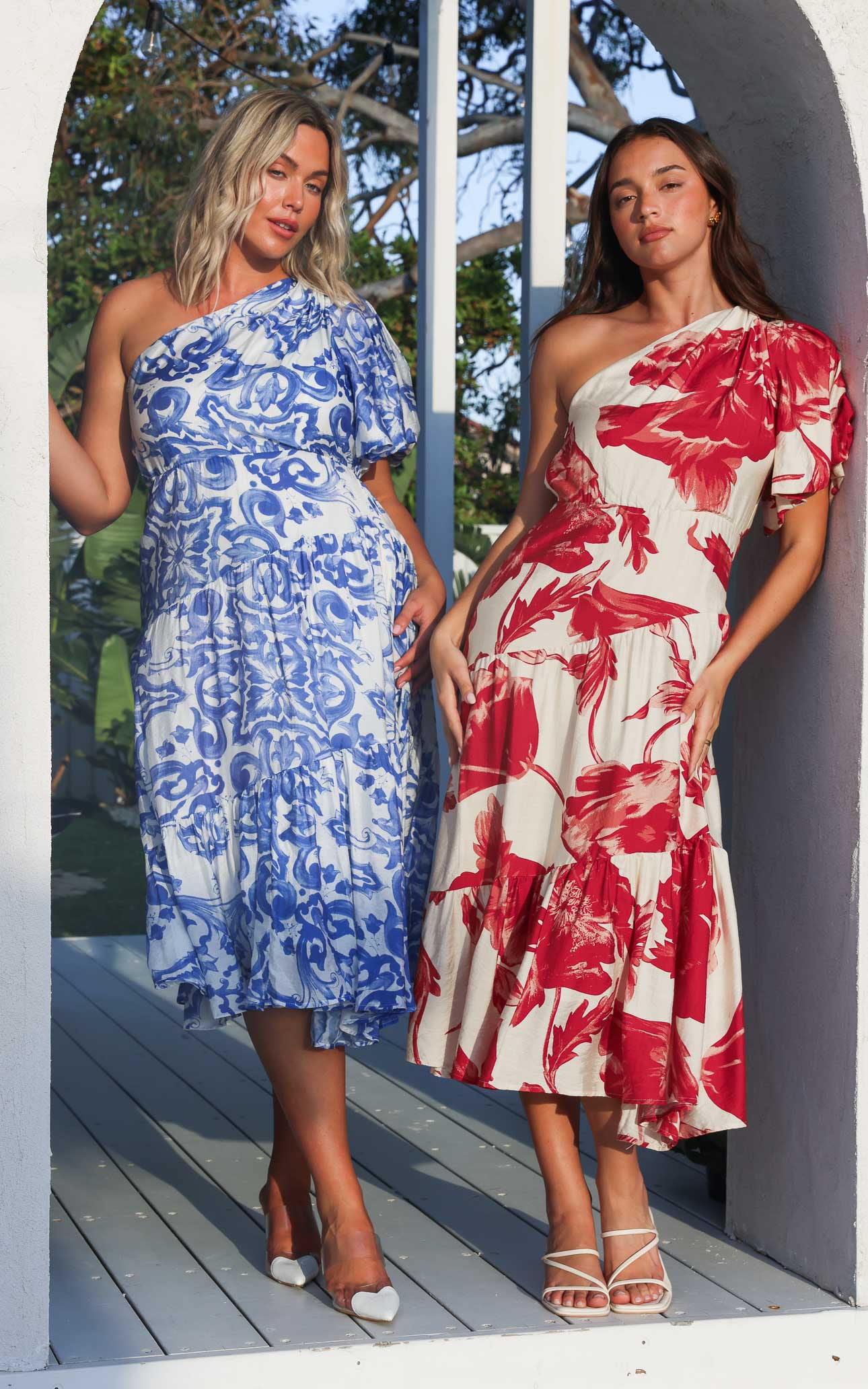 Denver Maxi Dress - White Blue Print